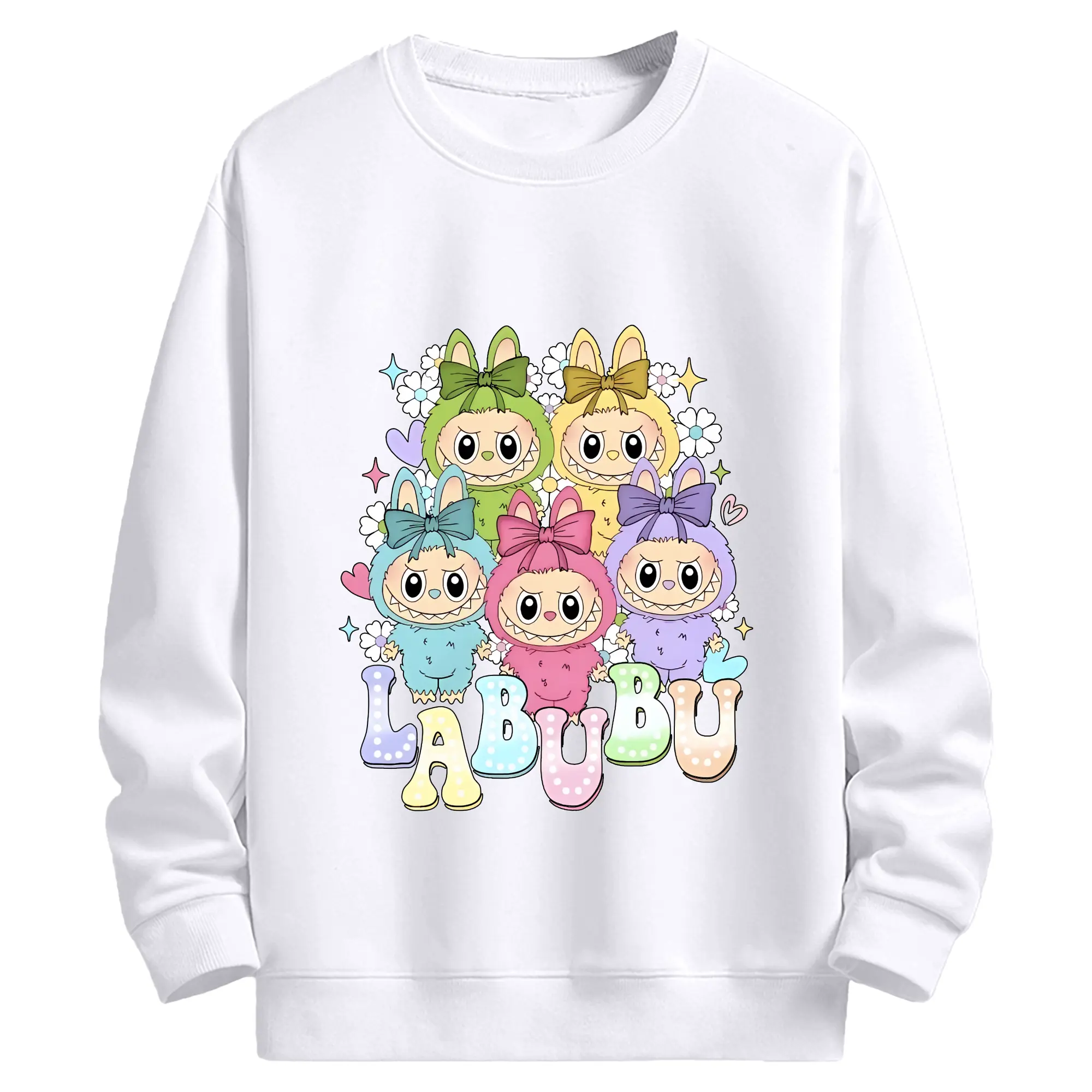 ラブブ グッズ ラブブ - 高品質 クルーネック スウェット ・ コットン59％ ポリエステル41％ ・ ユニセックス 長袖 トレーナー ・ カジュアル デイリー スポーツ 散歩用