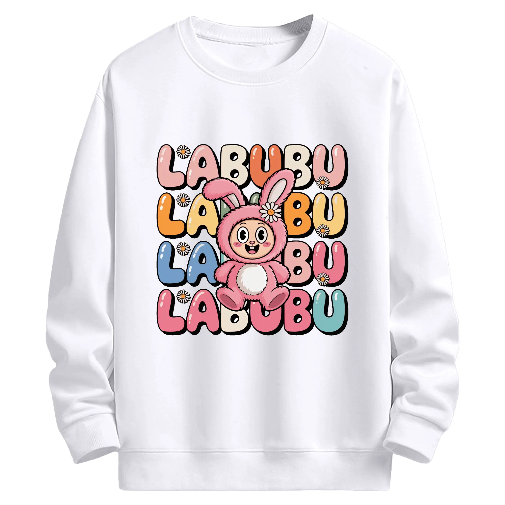 ラブブ グッズ ラブブ - 高品質 クルーネック スウェット ・ コットン59％ ポリエステル41％ ・ ユニセックス 長袖 トレーナー ・ カジュアル デイリー スポーツ 散歩用