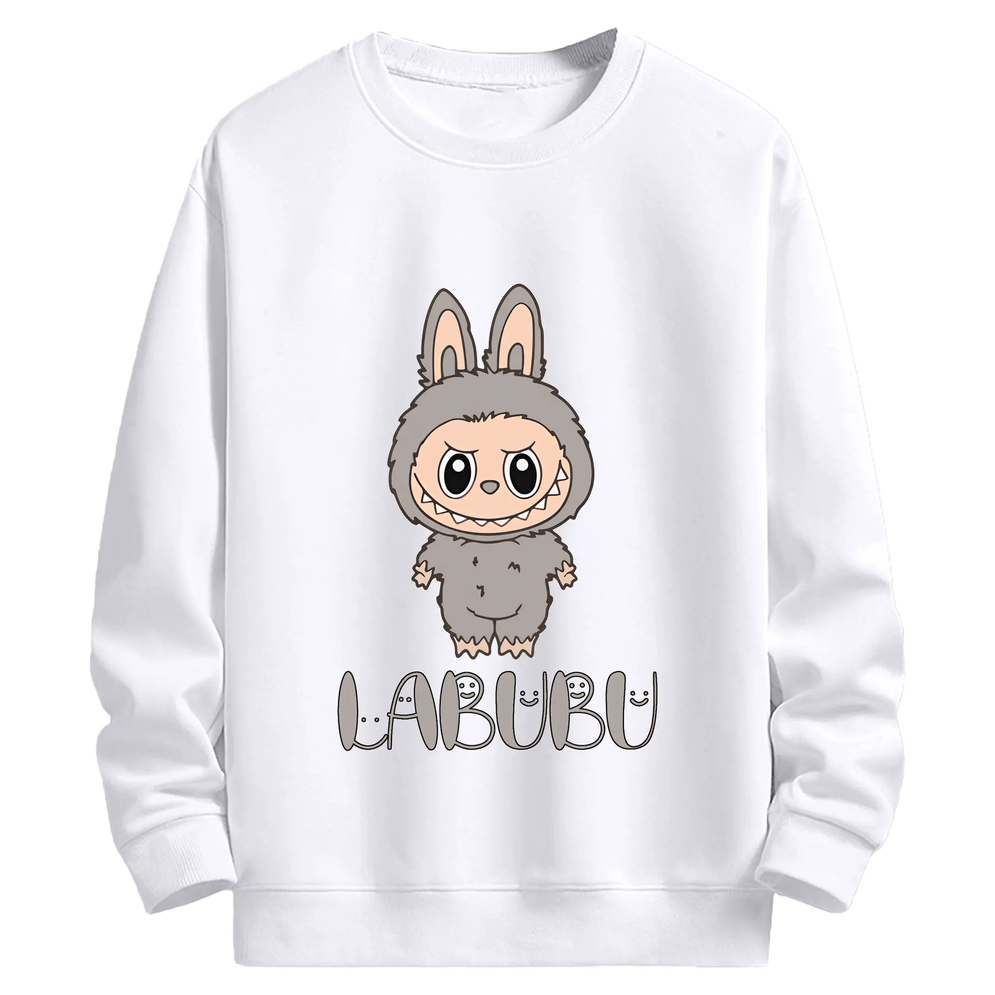 ラブブ グッズ ラブブ - 高品質 クルーネック スウェット ・ コットン59％ ポリエステル41％ ・ ユニセックス 長袖 トレーナー ・ カジュアル デイリー スポーツ 散歩用