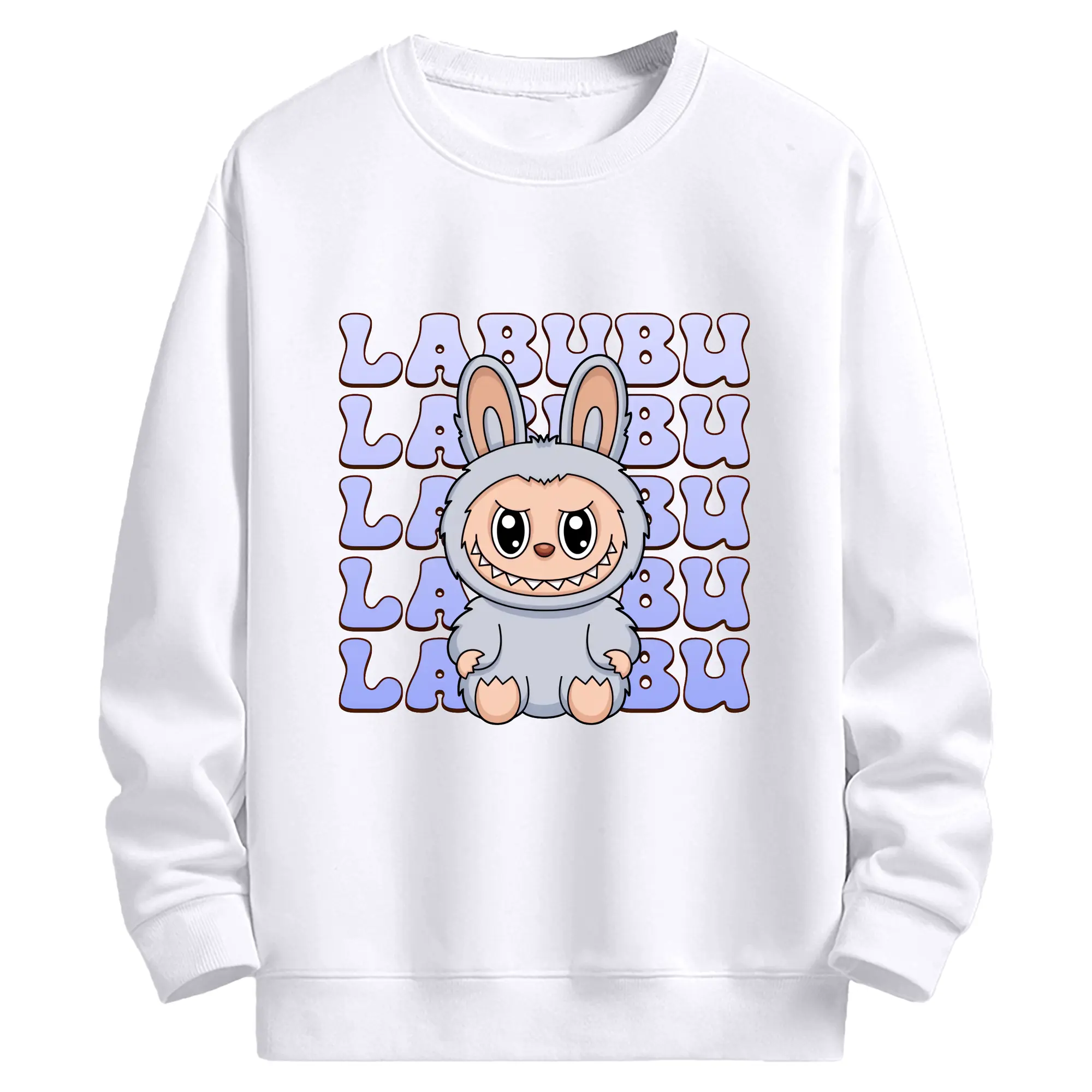 ラブブ グッズ ラブブ - 高品質 クルーネック スウェット ・ コットン59％ ポリエステル41％ ・ ユニセックス 長袖 トレーナー ・ カジュアル デイリー スポーツ 散歩用