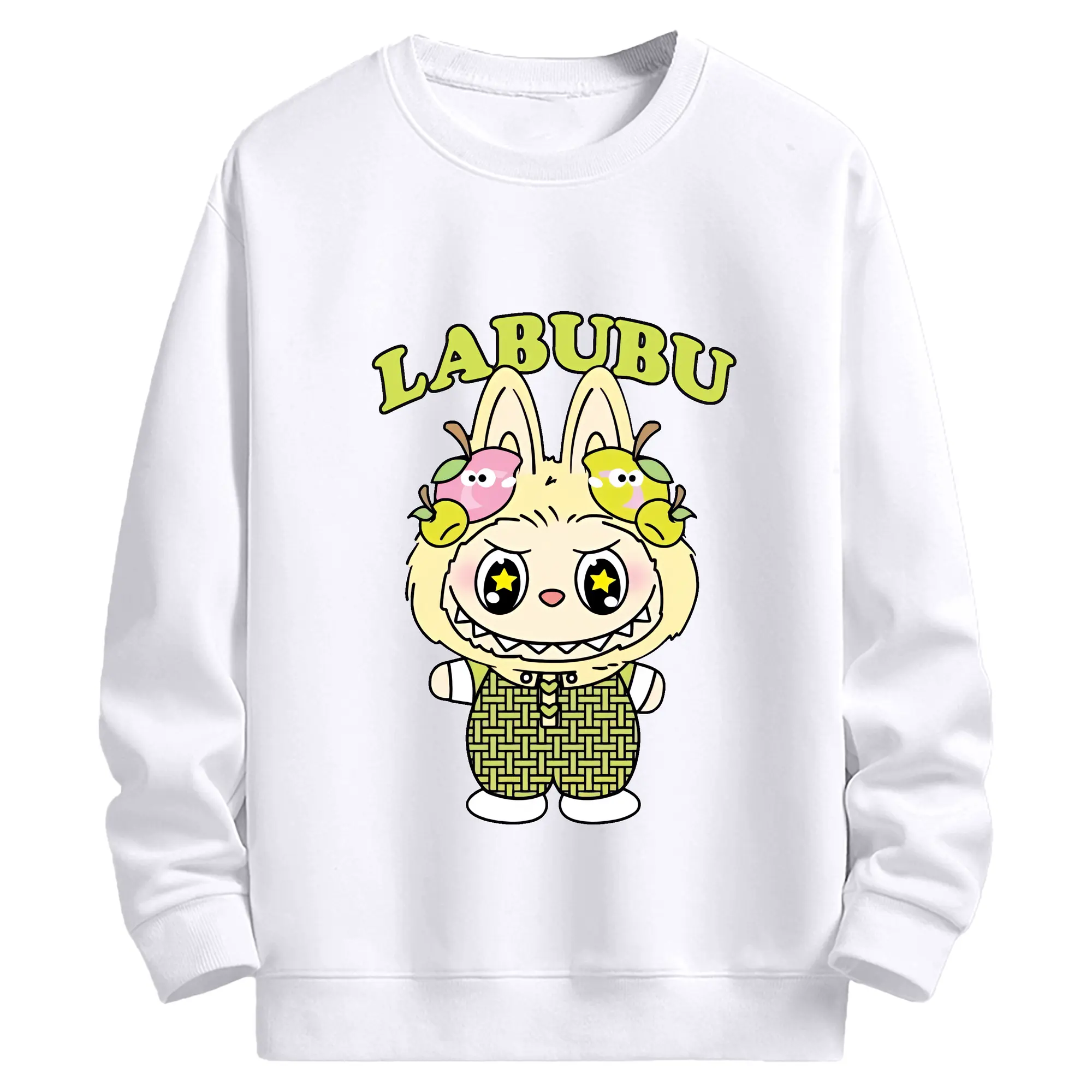 ラブブ グッズ ラブブ - 高品質 クルーネック スウェット ・ コットン59％ ポリエステル41％ ・ ユニセックス 長袖 トレーナー ・ カジュアル デイリー スポーツ 散歩用