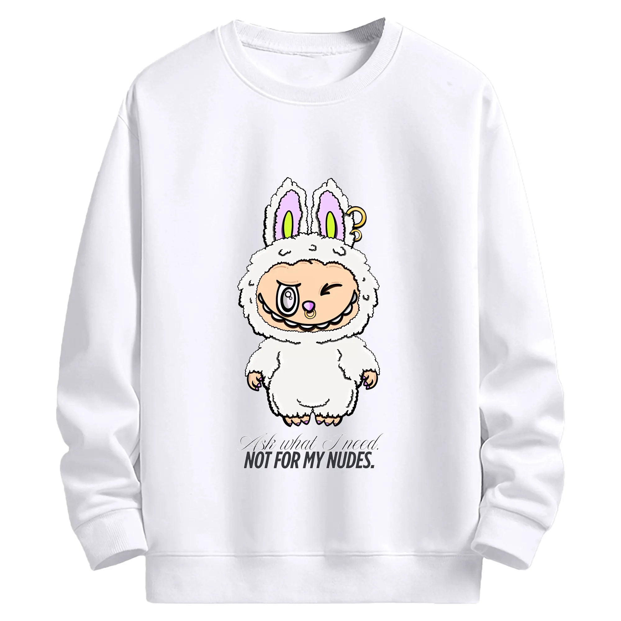 ラブブ グッズ ラブブ - 高品質 クルーネック スウェット ・ コットン59％ ポリエステル41％ ・ ユニセックス 長袖 トレーナー ・ カジュアル デイリー スポーツ 散歩用