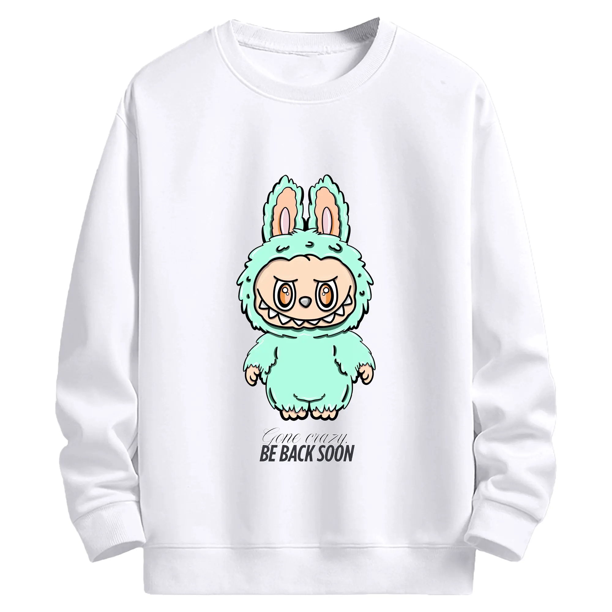 ラブブ グッズ ラブブ - 高品質 クルーネック スウェット ・ コットン59％ ポリエステル41％ ・ ユニセックス 長袖 トレーナー ・ カジュアル デイリー スポーツ 散歩用