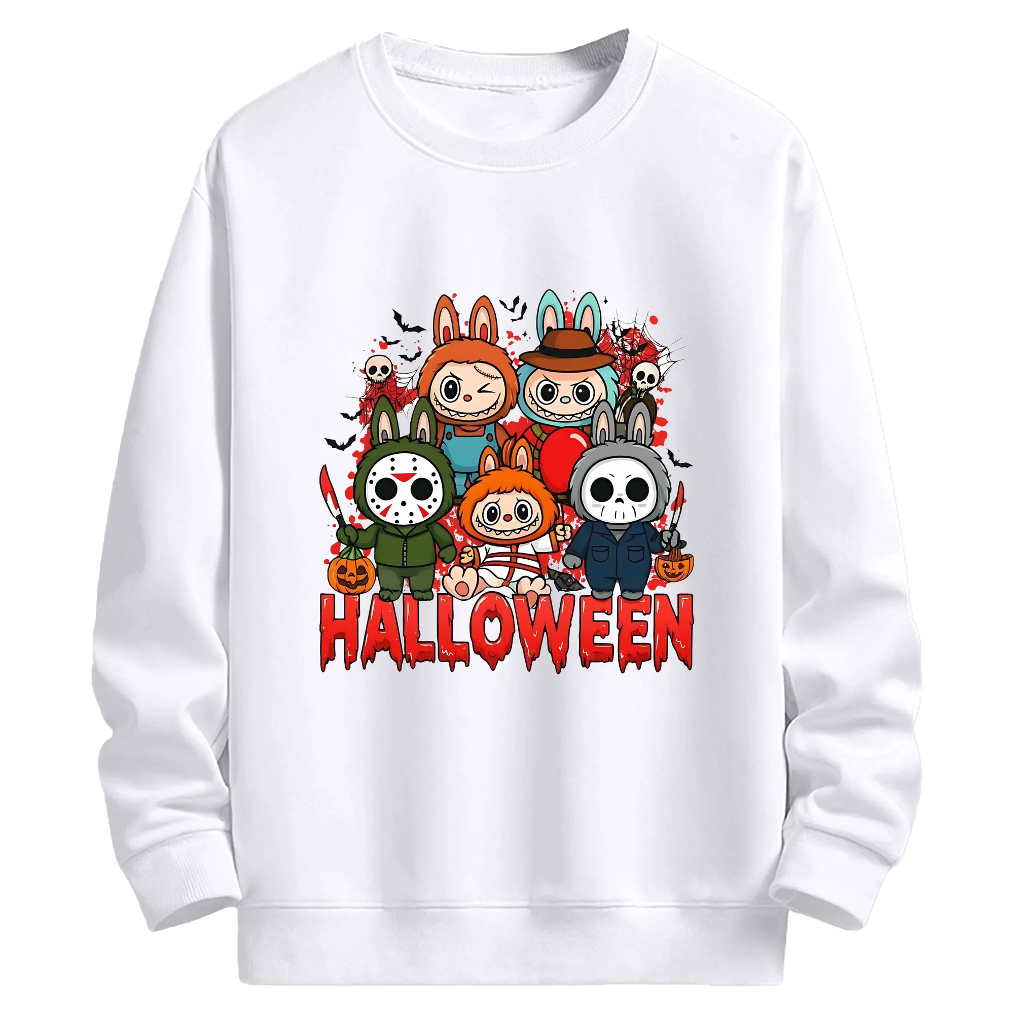 ラブブ グッズ ラブブ - 高品質 クルーネック スウェット ・ コットン59％ ポリエステル41％ ・ ユニセックス 長袖 トレーナー ・ カジュアル デイリー スポーツ 散歩用