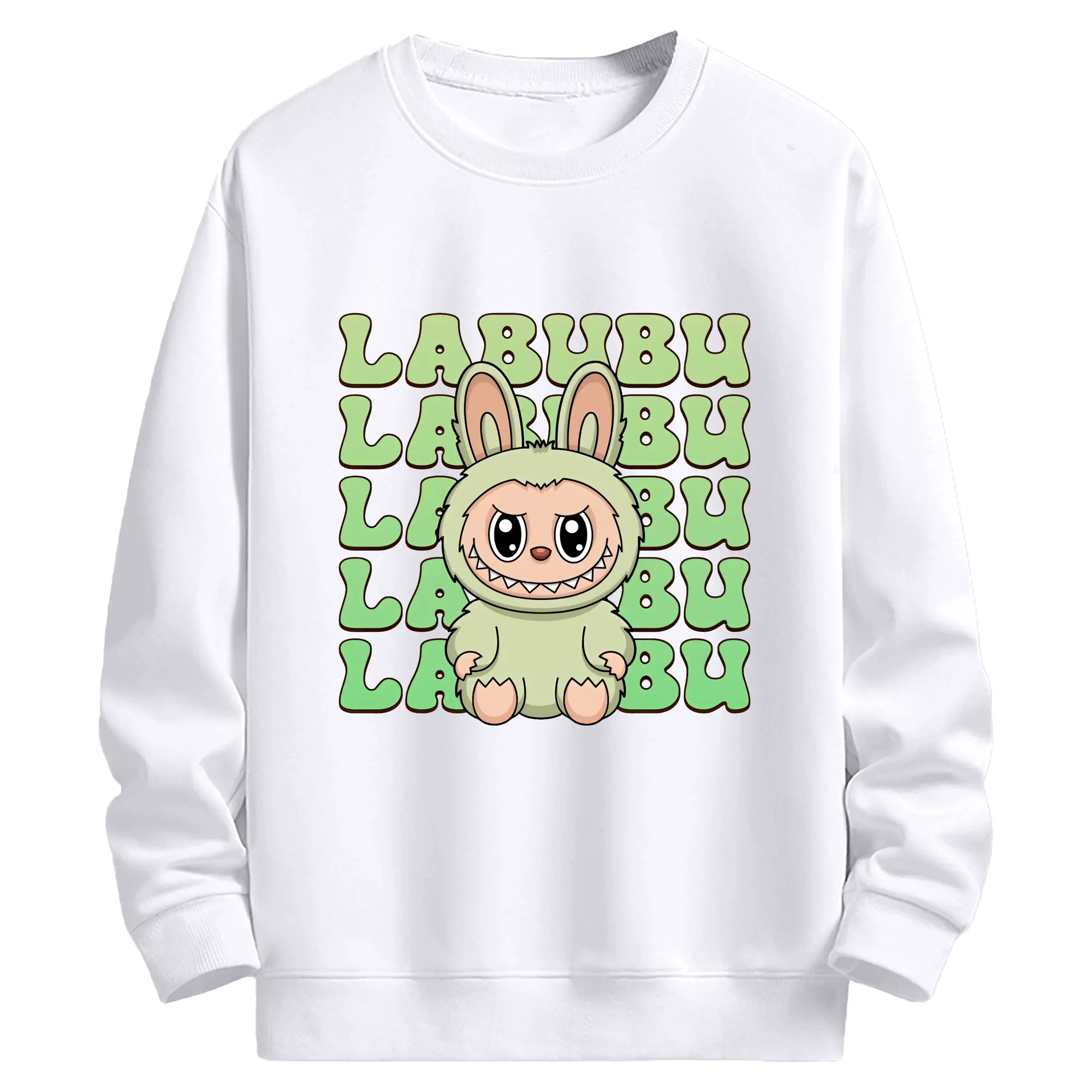 ラブブ グッズ ラブブ - 高品質 クルーネック スウェット ・ コットン59％ ポリエステル41％ ・ ユニセックス 長袖 トレーナー ・ カジュアル デイリー スポーツ 散歩用