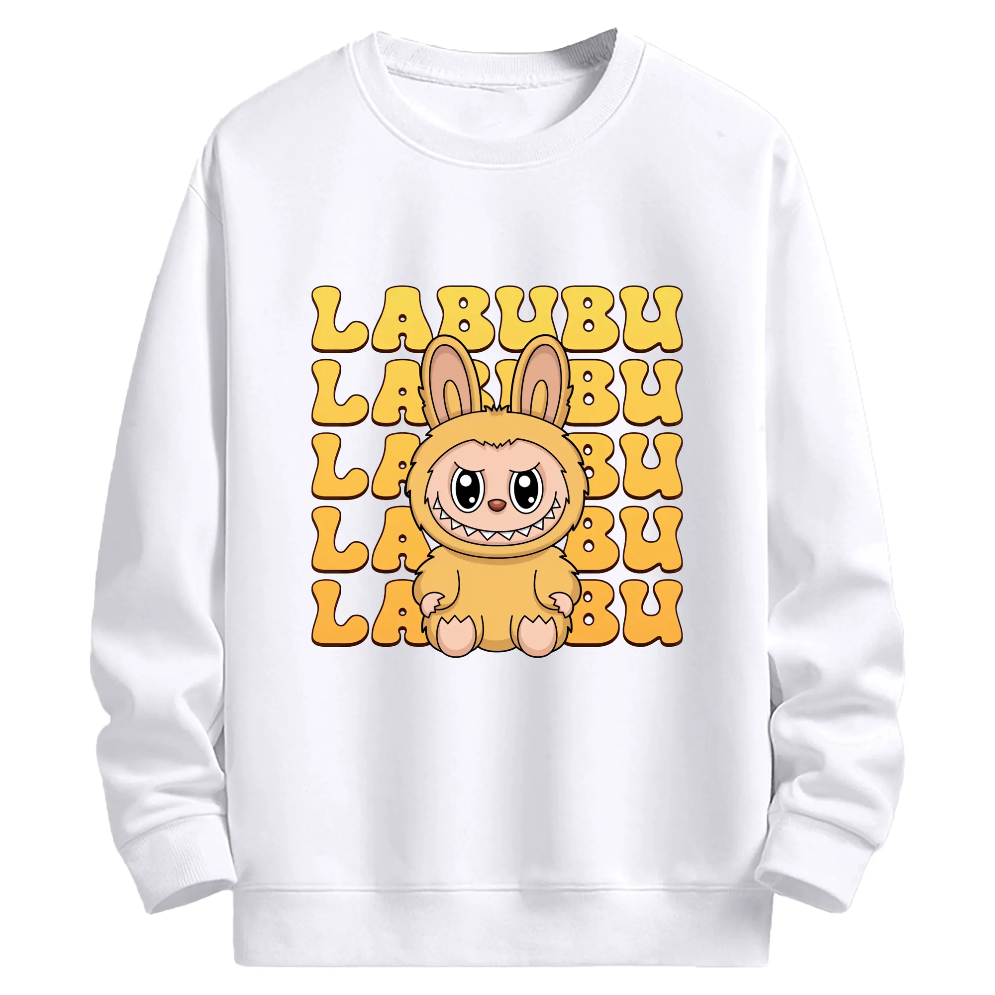 ラブブ グッズ ラブブ - 高品質 クルーネック スウェット ・ コットン59％ ポリエステル41％ ・ ユニセックス 長袖 トレーナー ・ カジュアル デイリー スポーツ 散歩用