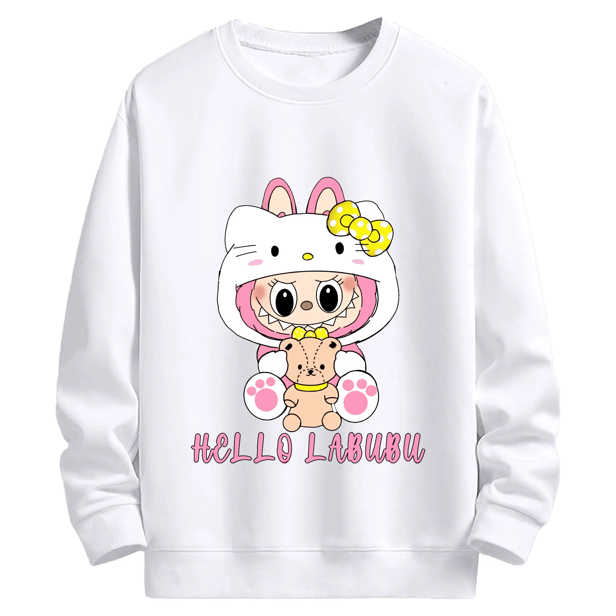 ラブブ グッズ ラブブ - 高品質 クルーネック スウェット ・ コットン59％ ポリエステル41％ ・ ユニセックス 長袖 トレーナー ・ カジュアル デイリー スポーツ 散歩用