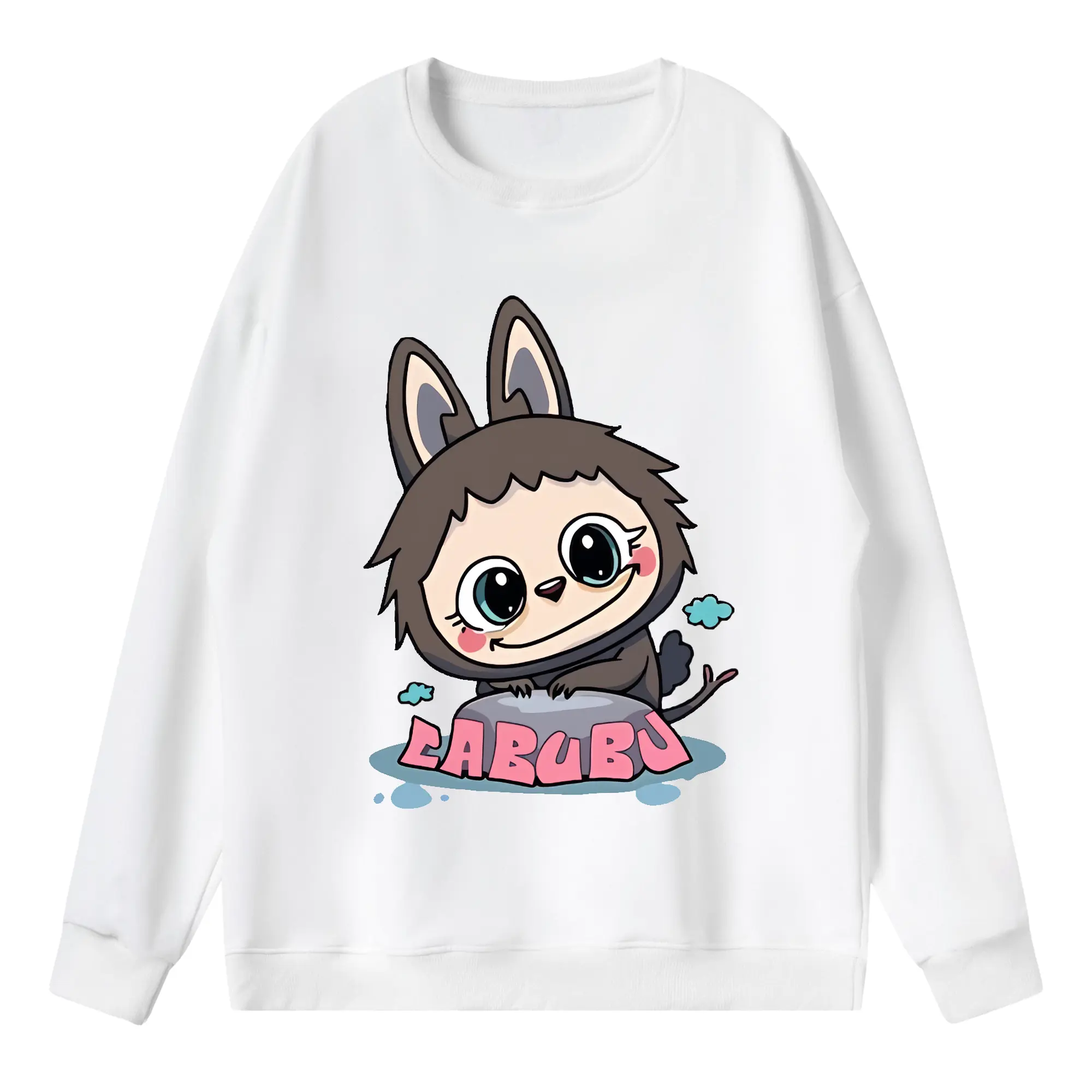 ラブブ グッズ ラブブ - 薄手 クルーネック スウェット 裏毛260g · ポリエステル 春秋向け カジュアル 男女兼用 · トレーナー デイリー スポーツ 散歩に最適