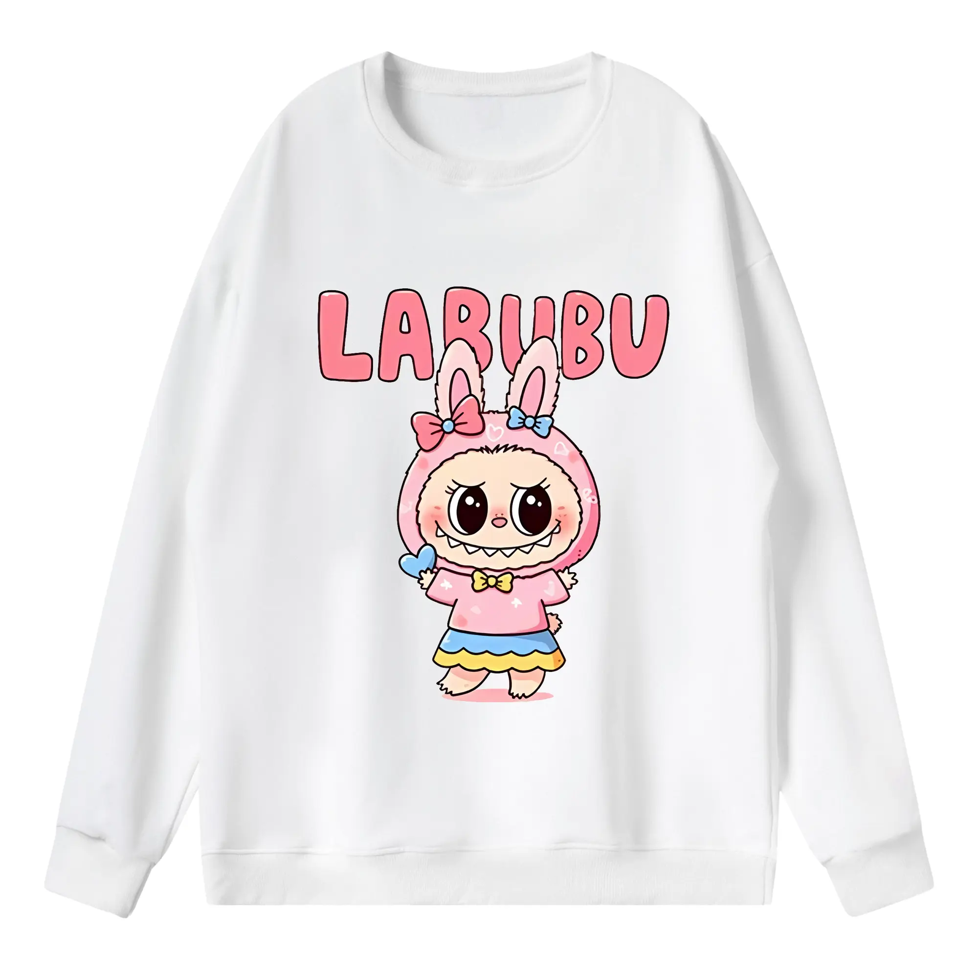 ラブブ グッズ ラブブ - 薄手 クルーネック スウェット 裏毛260g · ポリエステル 春秋向け カジュアル 男女兼用 · トレーナー デイリー スポーツ 散歩に最適