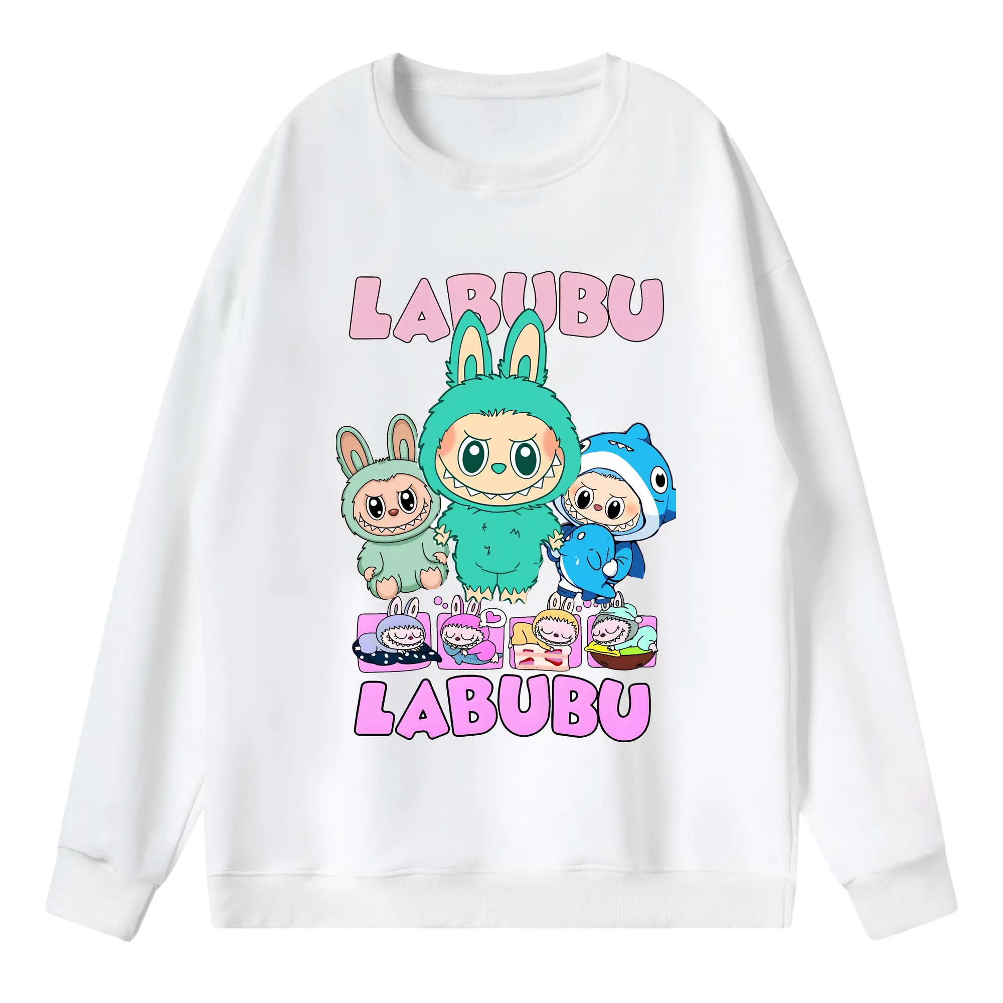 ラブブ グッズ ラブブ - 薄手 クルーネック スウェット 裏毛260g · ポリエステル 春秋向け カジュアル 男女兼用 · トレーナー デイリー スポーツ 散歩に最適