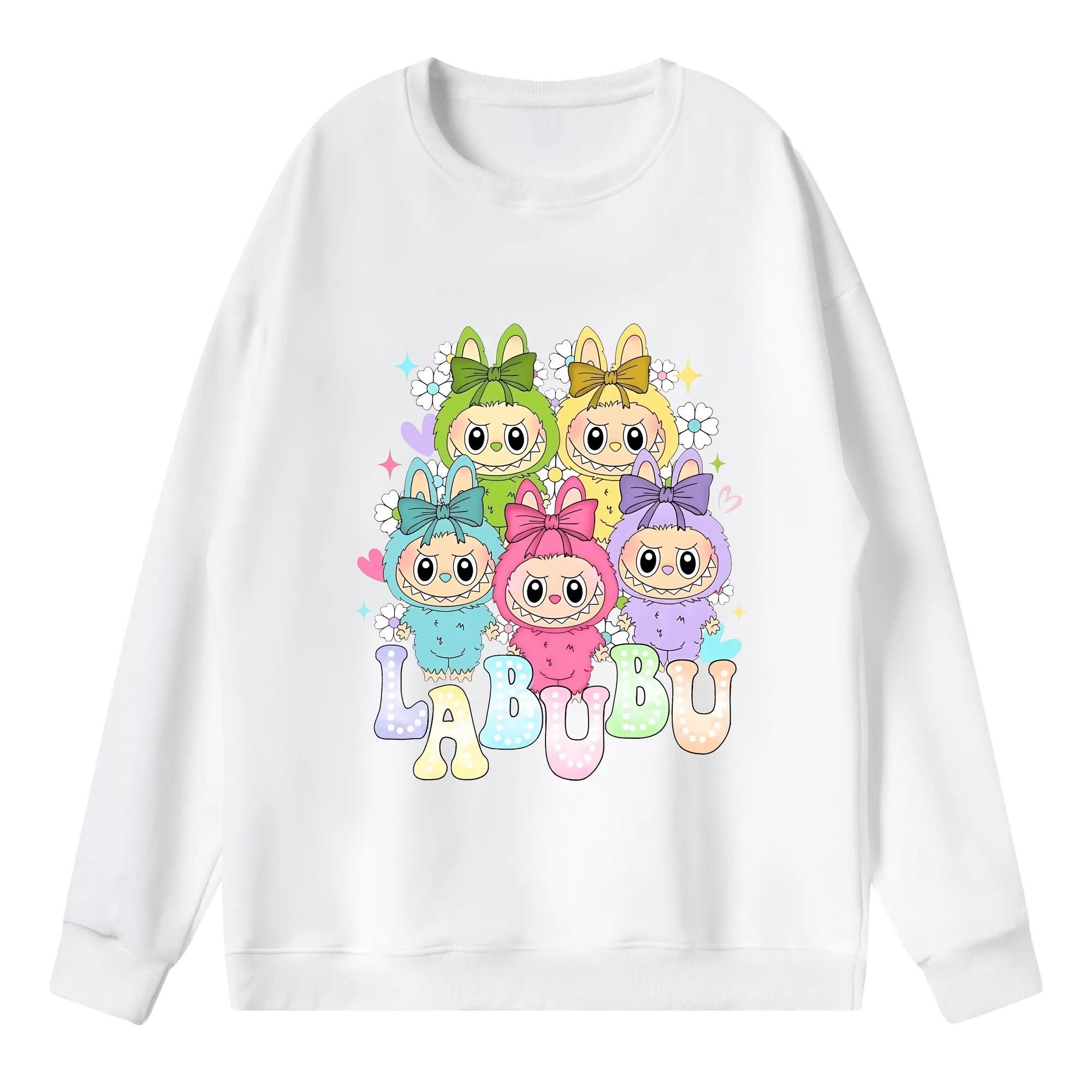 ラブブ グッズ ラブブ - 薄手 クルーネック スウェット 裏毛260g · ポリエステル 春秋向け カジュアル 男女兼用 · トレーナー デイリー スポーツ 散歩に最適