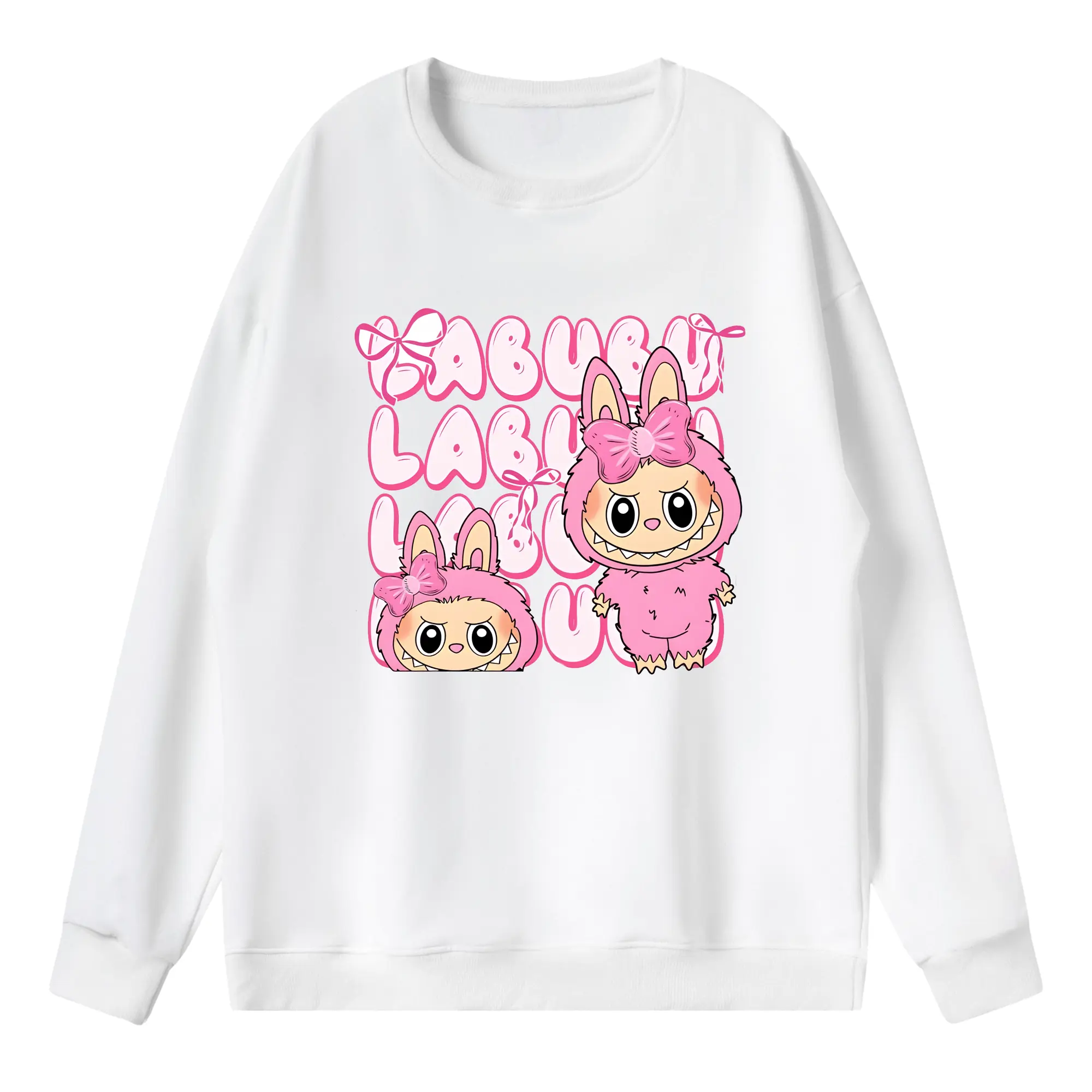 ラブブ グッズ ラブブ - 薄手 クルーネック スウェット 裏毛260g · ポリエステル 春秋向け カジュアル 男女兼用 · トレーナー デイリー スポーツ 散歩に最適