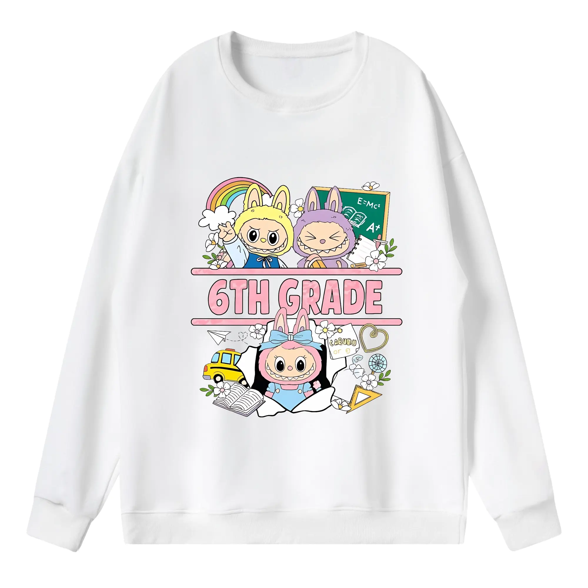 ラブブ グッズ ラブブ - 薄手 クルーネック スウェット 裏毛260g · ポリエステル 春秋向け カジュアル 男女兼用 · トレーナー デイリー スポーツ 散歩に最適