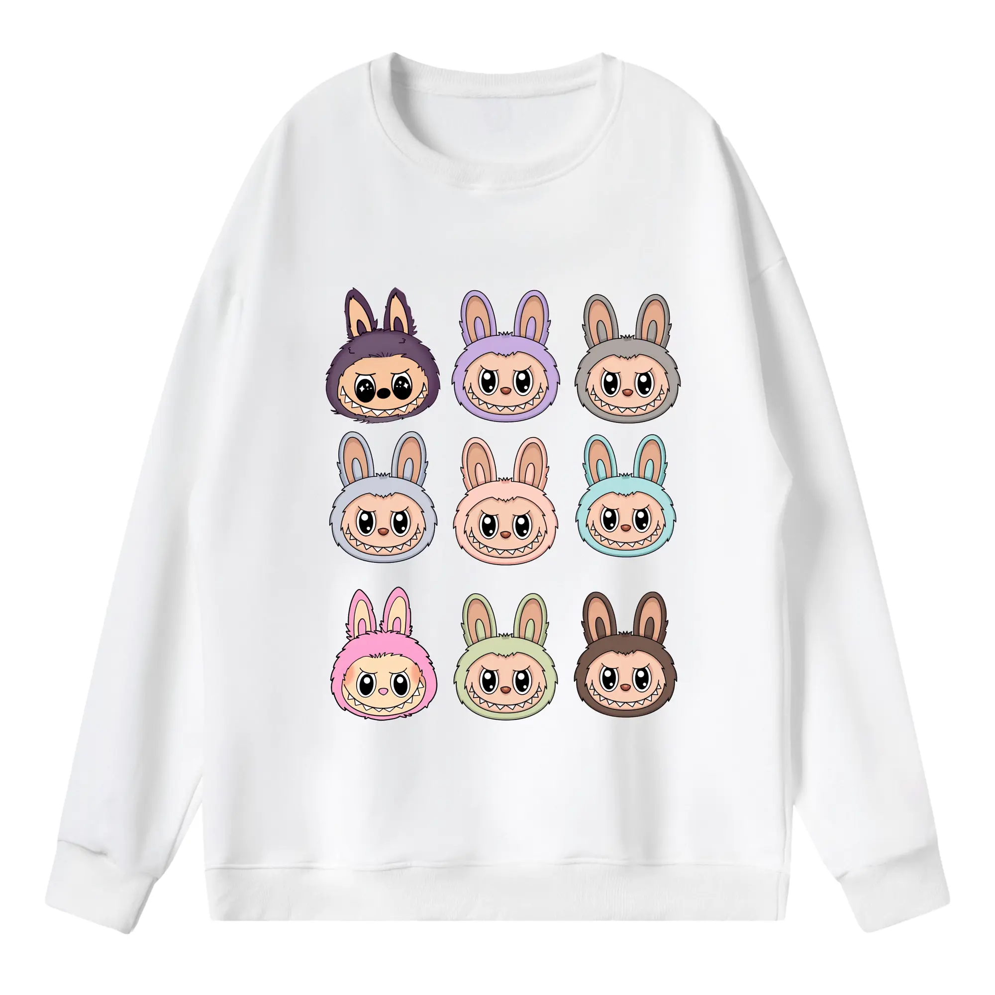 ラブブ グッズ ラブブ - 薄手 クルーネック スウェット 裏毛260g · ポリエステル 春秋向け カジュアル 男女兼用 · トレーナー デイリー スポーツ 散歩に最適