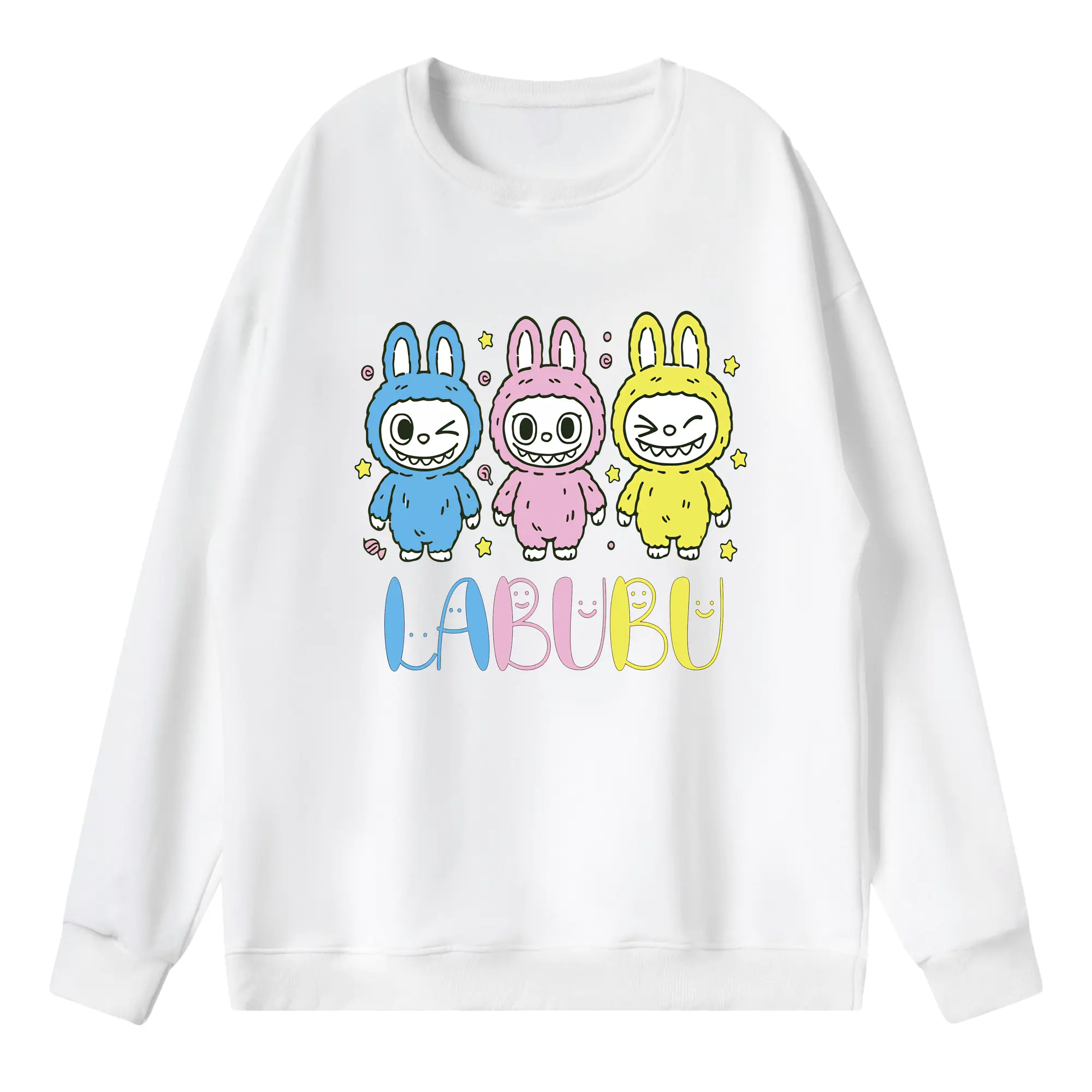 ラブブ グッズ ラブブ - 薄手 クルーネック スウェット 裏毛260g · ポリエステル 春秋向け カジュアル 男女兼用 · トレーナー デイリー スポーツ 散歩に最適