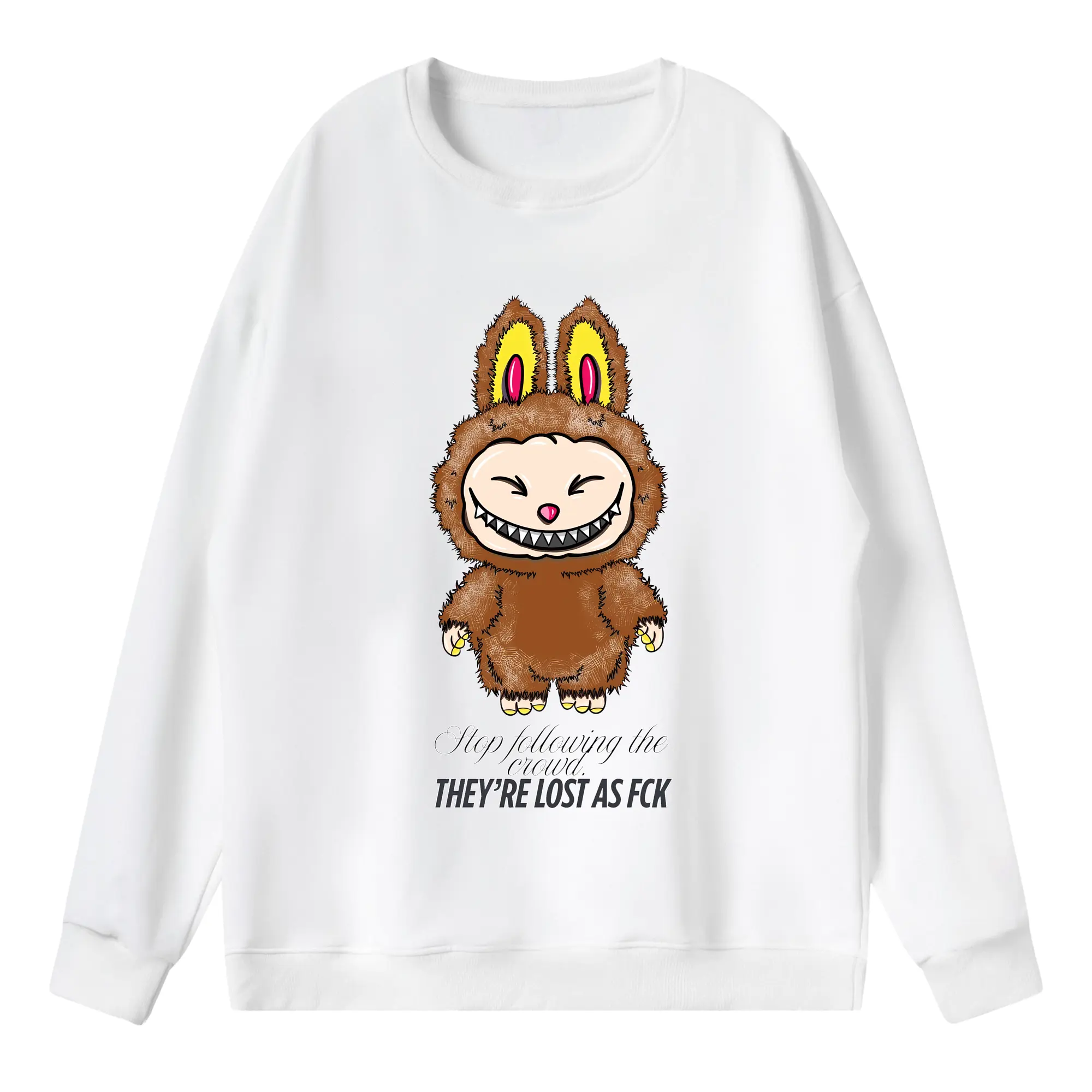 ラブブ グッズ ラブブ - 薄手 クルーネック スウェット 裏毛260g · ポリエステル 春秋向け カジュアル 男女兼用 · トレーナー デイリー スポーツ 散歩に最適