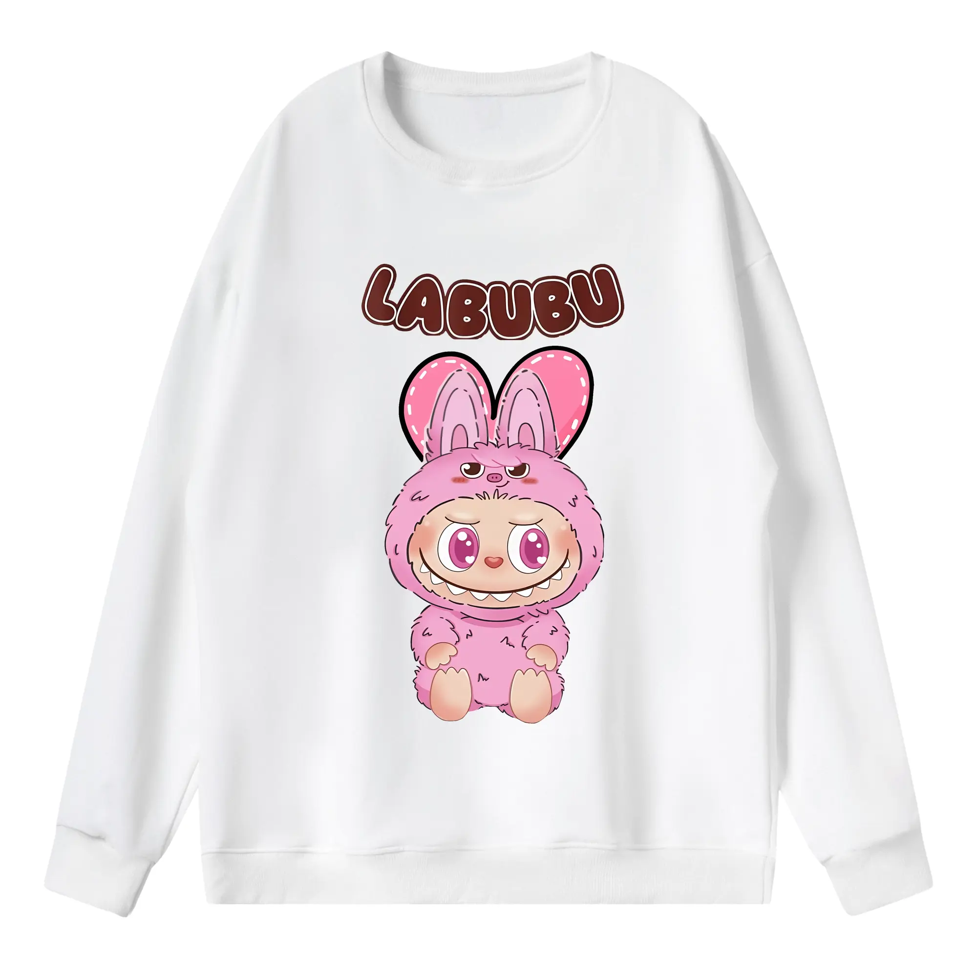 ラブブ グッズ ラブブ - 薄手 クルーネック スウェット 裏毛260g · ポリエステル 春秋向け カジュアル 男女兼用 · トレーナー デイリー スポーツ 散歩に最適