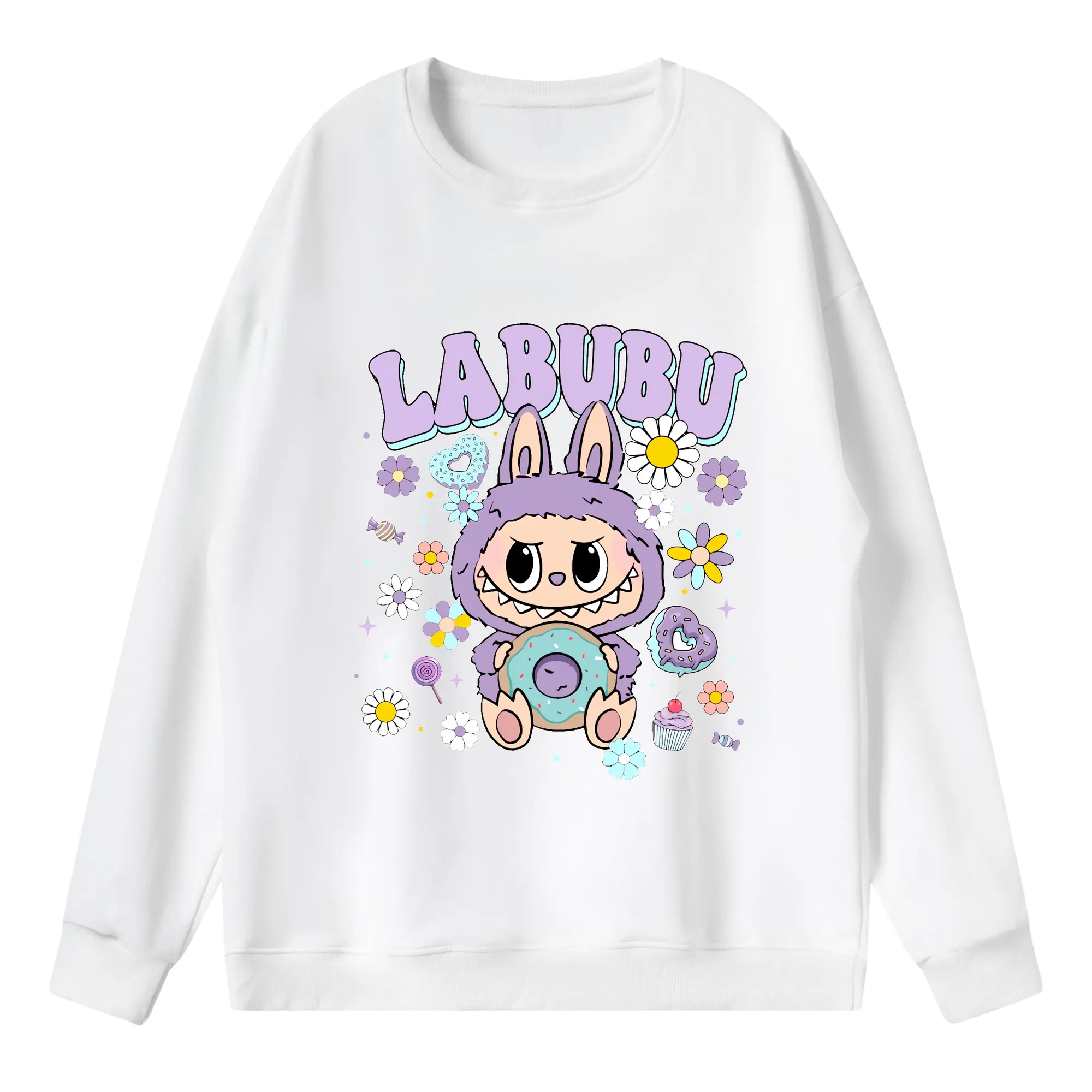 ラブブ グッズ ラブブ - 薄手 クルーネック スウェット 裏毛260g · ポリエステル 春秋向け カジュアル 男女兼用 · トレーナー デイリー スポーツ 散歩に最適