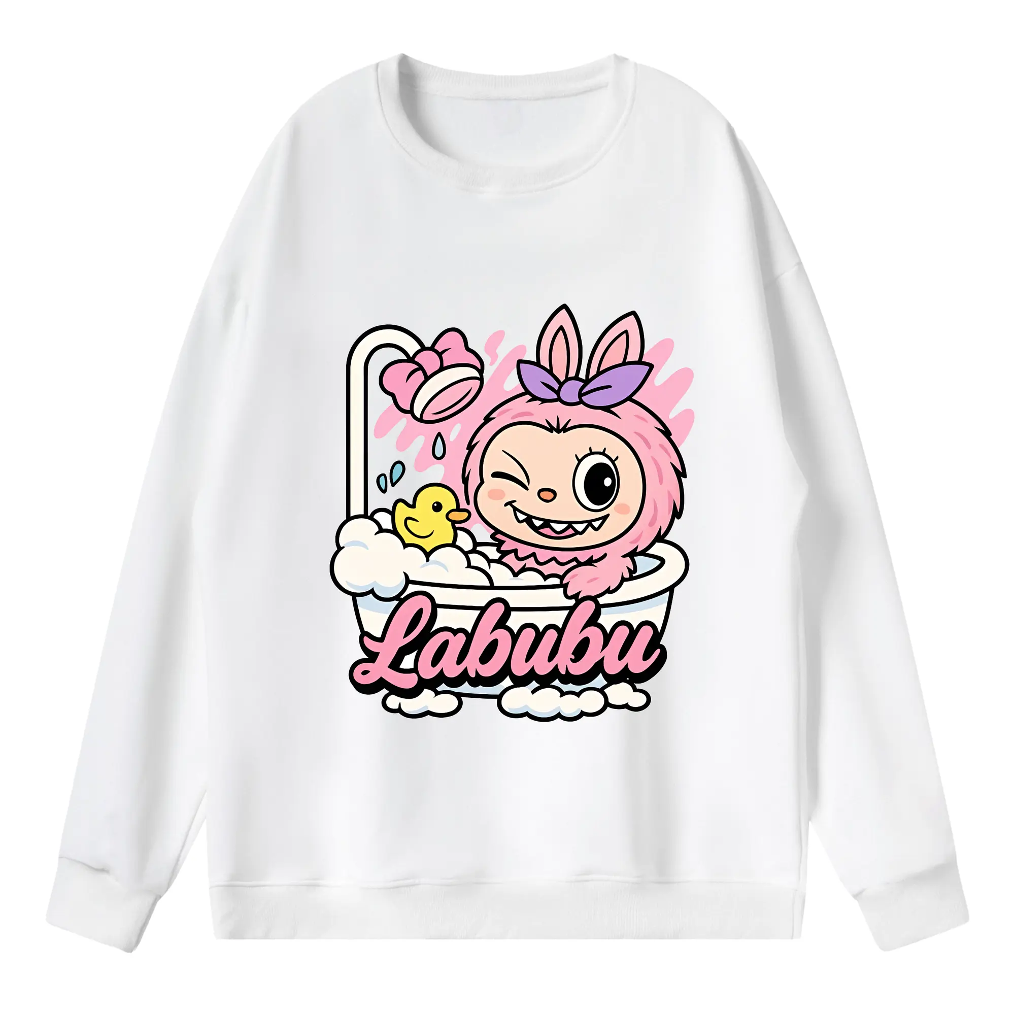 ラブブ グッズ ラブブ - 薄手 クルーネック スウェット 裏毛260g · ポリエステル 春秋向け カジュアル 男女兼用 · トレーナー デイリー スポーツ 散歩に最適