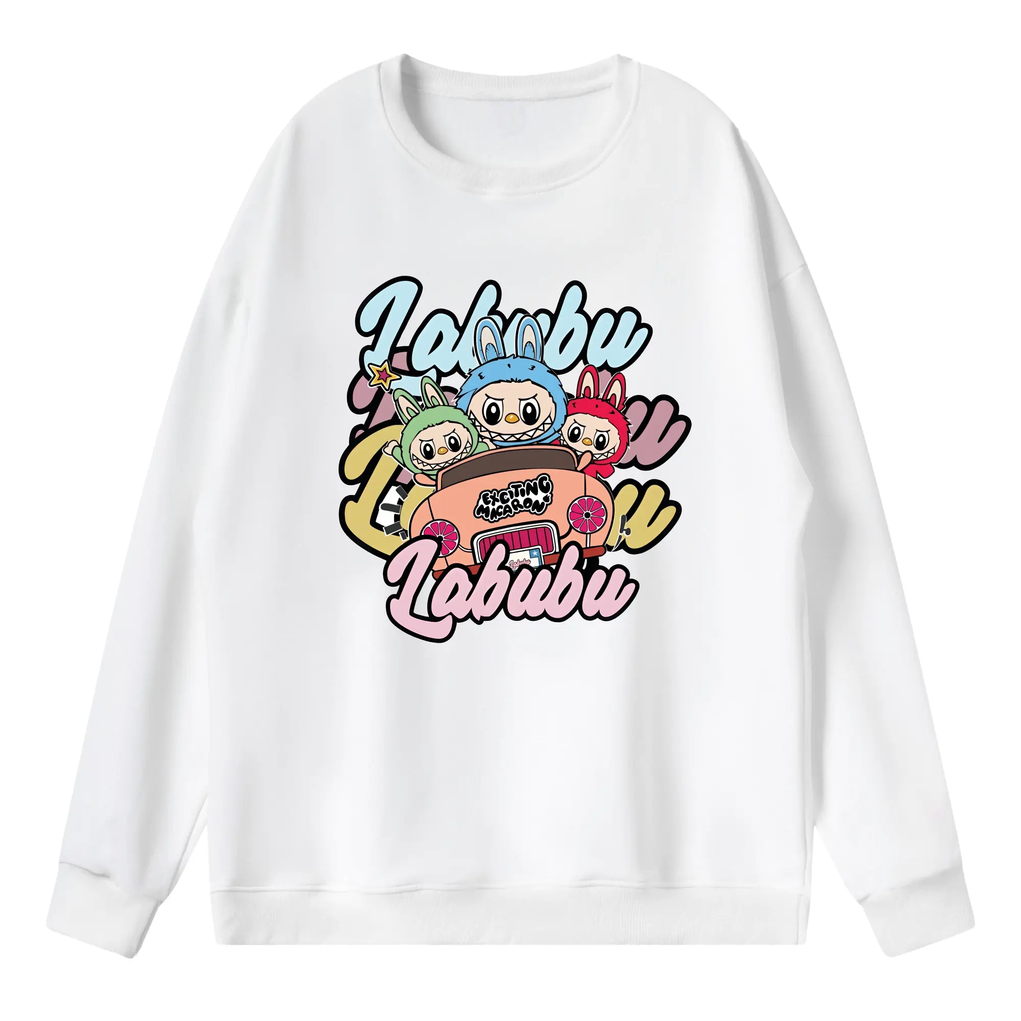 ラブブ グッズ ラブブ - 薄手 クルーネック スウェット 裏毛260g · ポリエステル 春秋向け カジュアル 男女兼用 · トレーナー デイリー スポーツ 散歩に最適