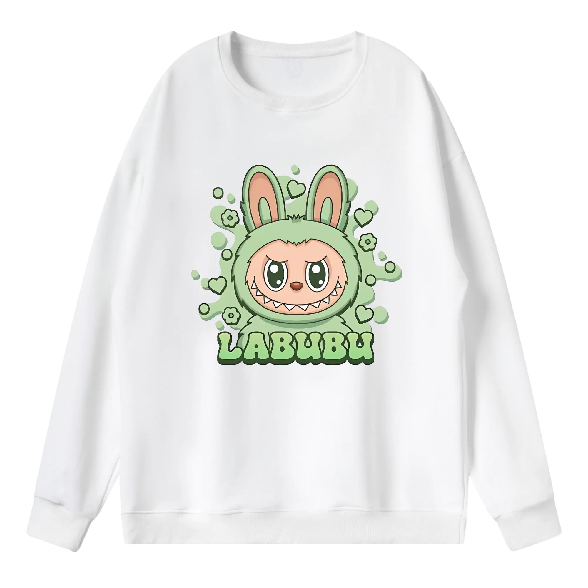 ラブブ グッズ ラブブ - 薄手 クルーネック スウェット 裏毛260g · ポリエステル 春秋向け カジュアル 男女兼用 · トレーナー デイリー スポーツ 散歩に最適