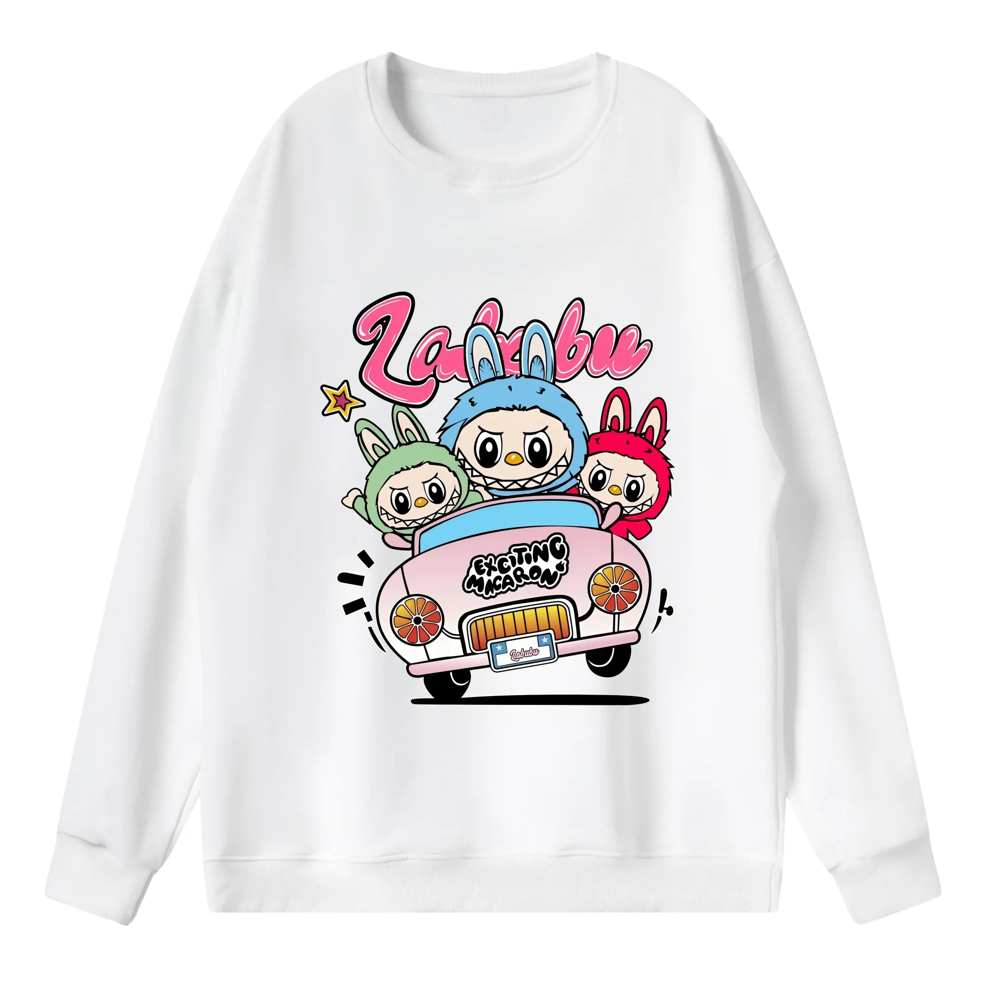 ラブブ グッズ ラブブ - 薄手 クルーネック スウェット 裏毛260g · ポリエステル 春秋向け カジュアル 男女兼用 · トレーナー デイリー スポーツ 散歩に最適