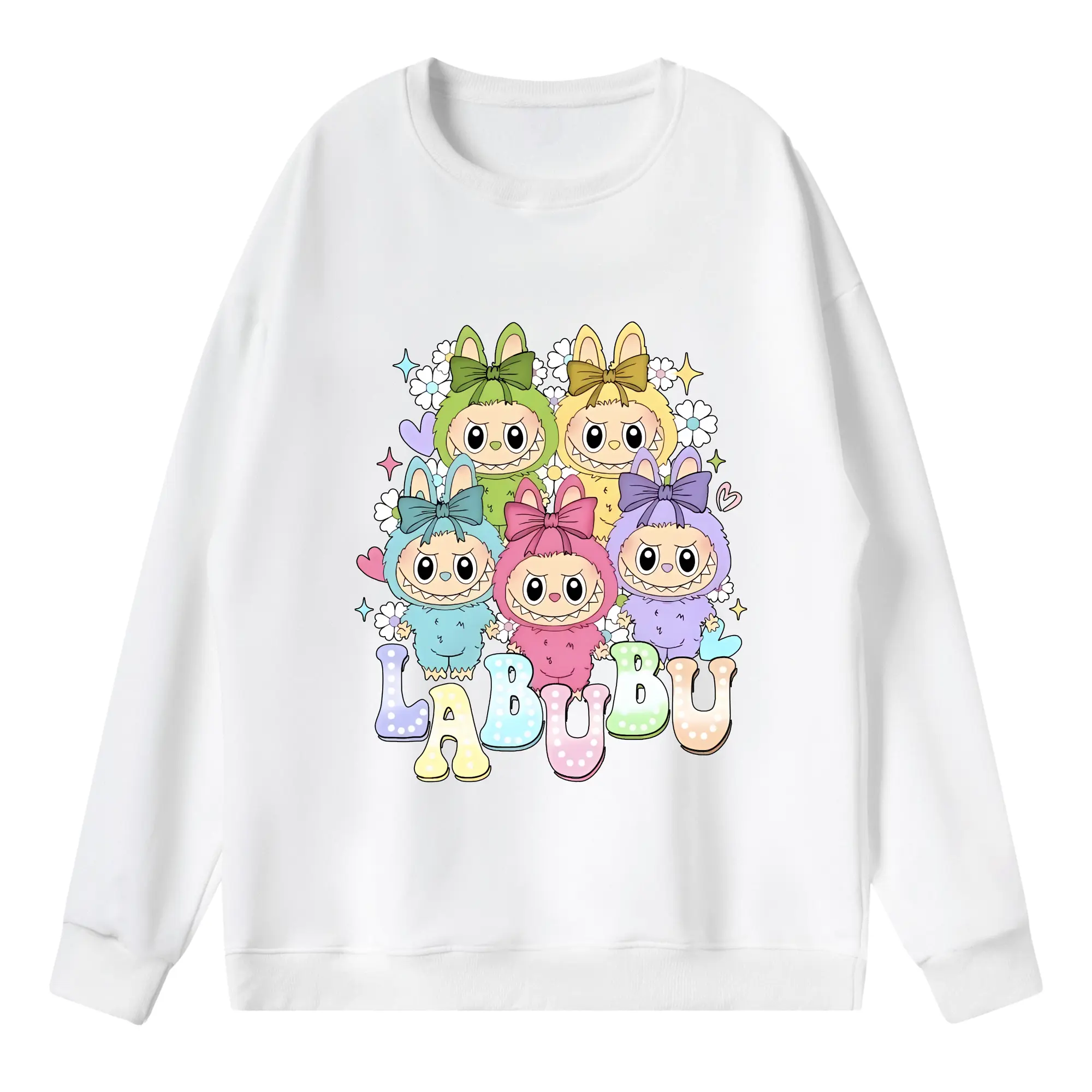 ラブブ グッズ ラブブ - 薄手 クルーネック スウェット 裏毛260g · ポリエステル 春秋向け カジュアル 男女兼用 · トレーナー デイリー スポーツ 散歩に最適