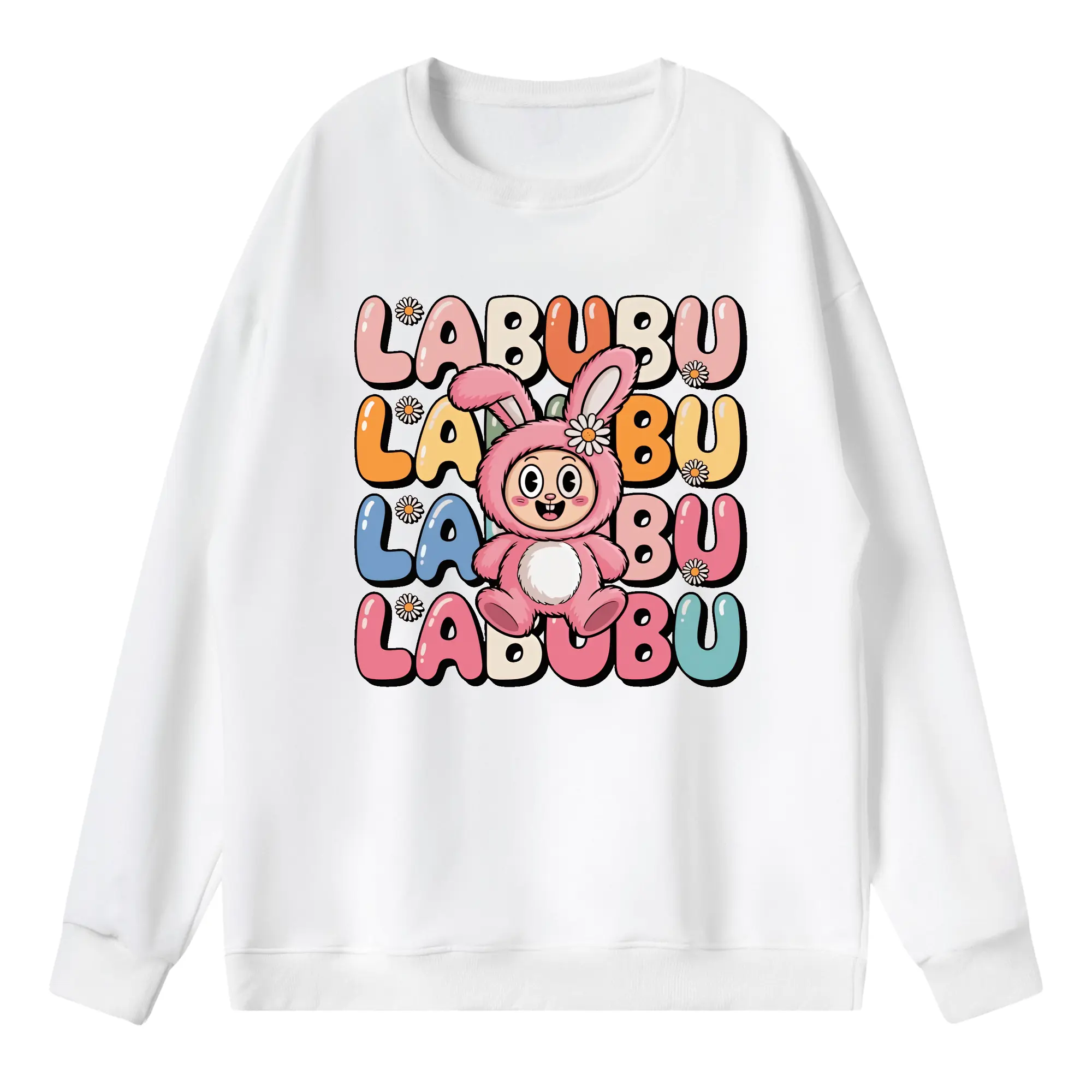 ラブブ グッズ ラブブ - 薄手 クルーネック スウェット 裏毛260g · ポリエステル 春秋向け カジュアル 男女兼用 · トレーナー デイリー スポーツ 散歩に最適