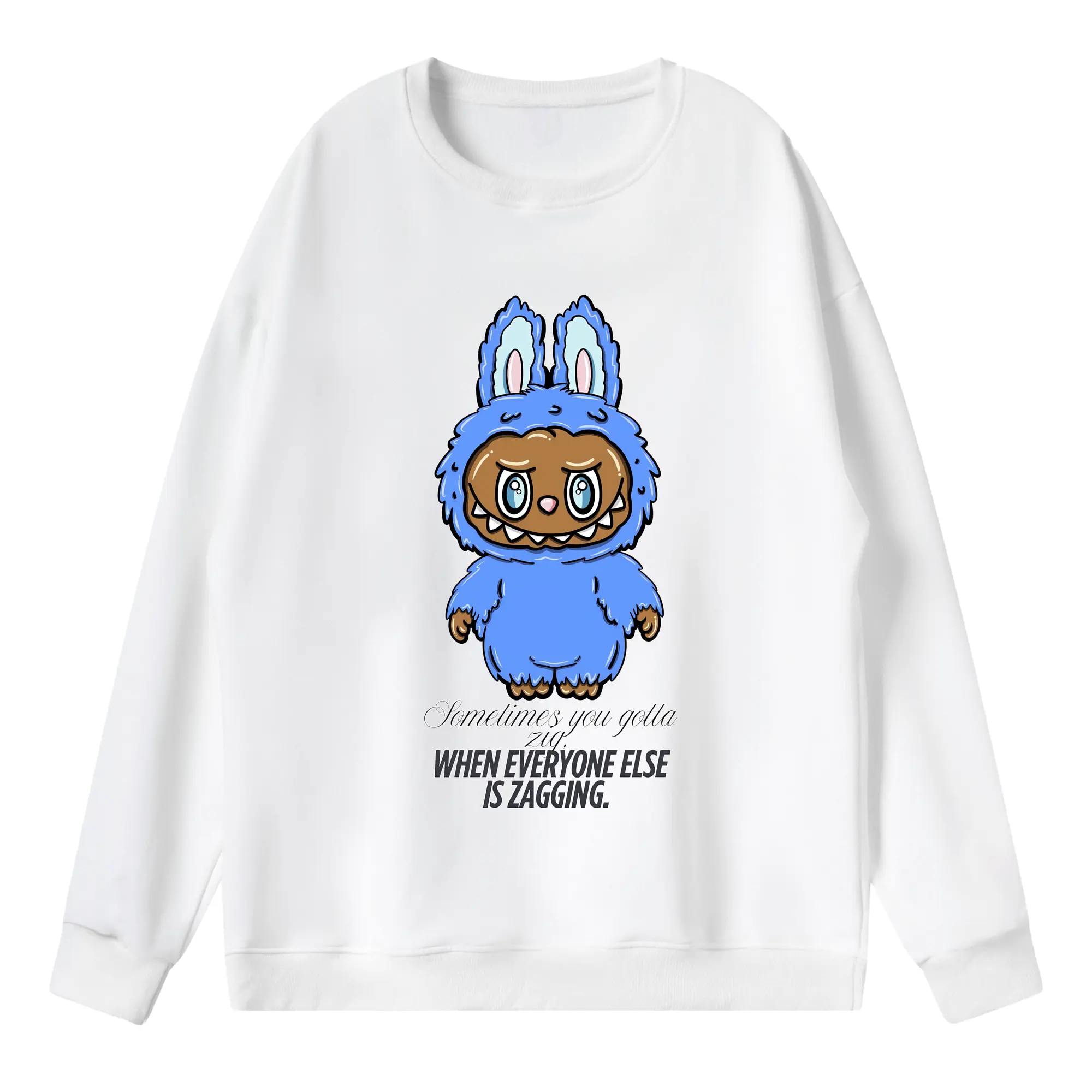 ラブブ グッズ ラブブ - 薄手 クルーネック スウェット 裏毛260g · ポリエステル 春秋向け カジュアル 男女兼用 · トレーナー デイリー スポーツ 散歩に最適