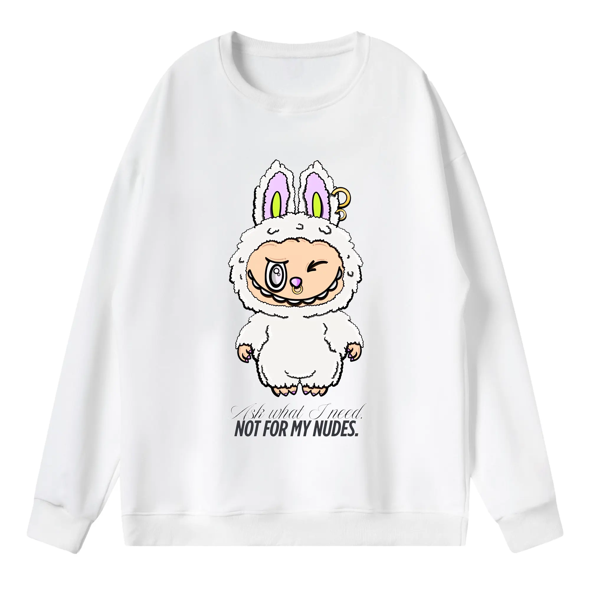 ラブブ グッズ ラブブ - 薄手 クルーネック スウェット 裏毛260g · ポリエステル 春秋向け カジュアル 男女兼用 · トレーナー デイリー スポーツ 散歩に最適