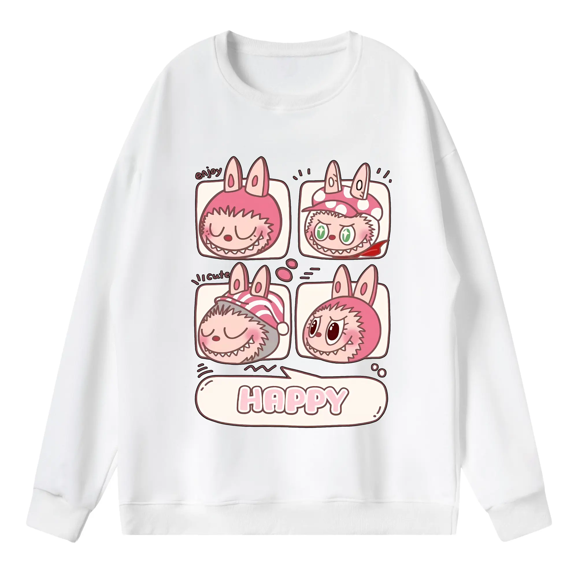 ラブブ グッズ ラブブ - 薄手 クルーネック スウェット 裏毛260g · ポリエステル 春秋向け カジュアル 男女兼用 · トレーナー デイリー スポーツ 散歩に最適