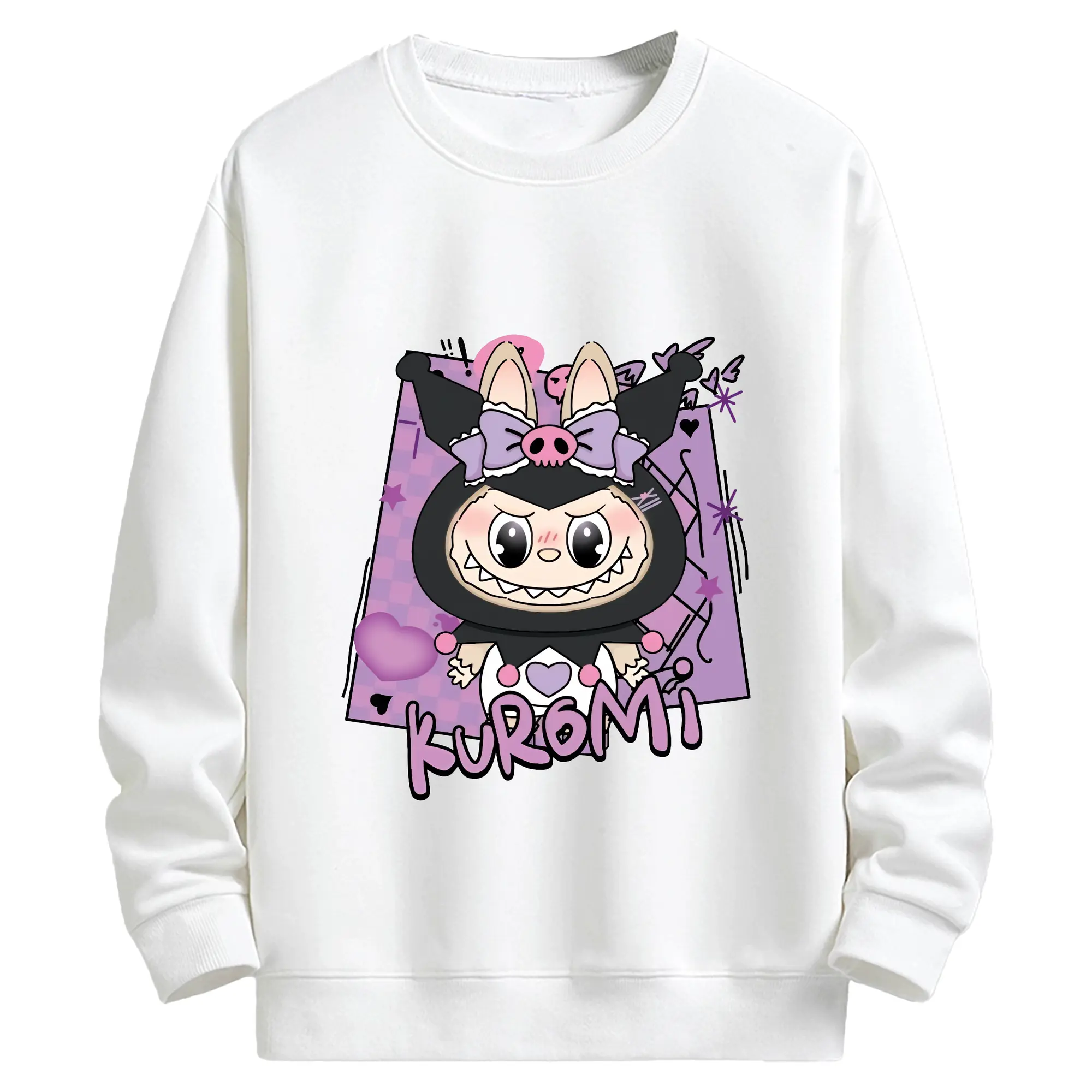 ラブブ グッズ ラブブ - キッズ クルーネックスウェットシャツ ・ フロントプリント ・ 綿80％ ポリエステル20％ ・ 快適 通学 スポーツ 日常使い お散歩用