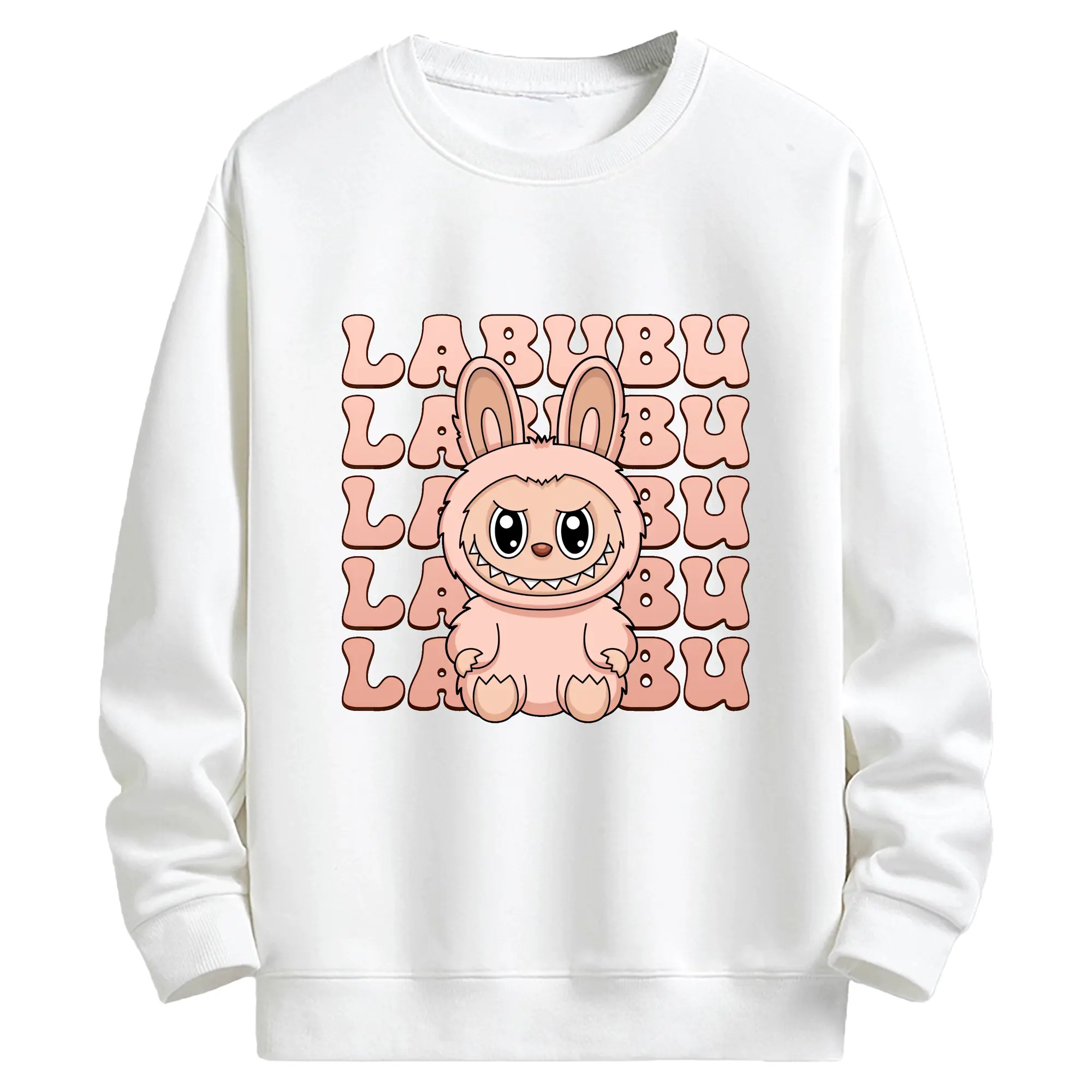 ラブブ グッズ ラブブ - キッズ クルーネックスウェットシャツ ・ フロントプリント ・ 綿80％ ポリエステル20％ ・ 快適 通学 スポーツ 日常使い お散歩用