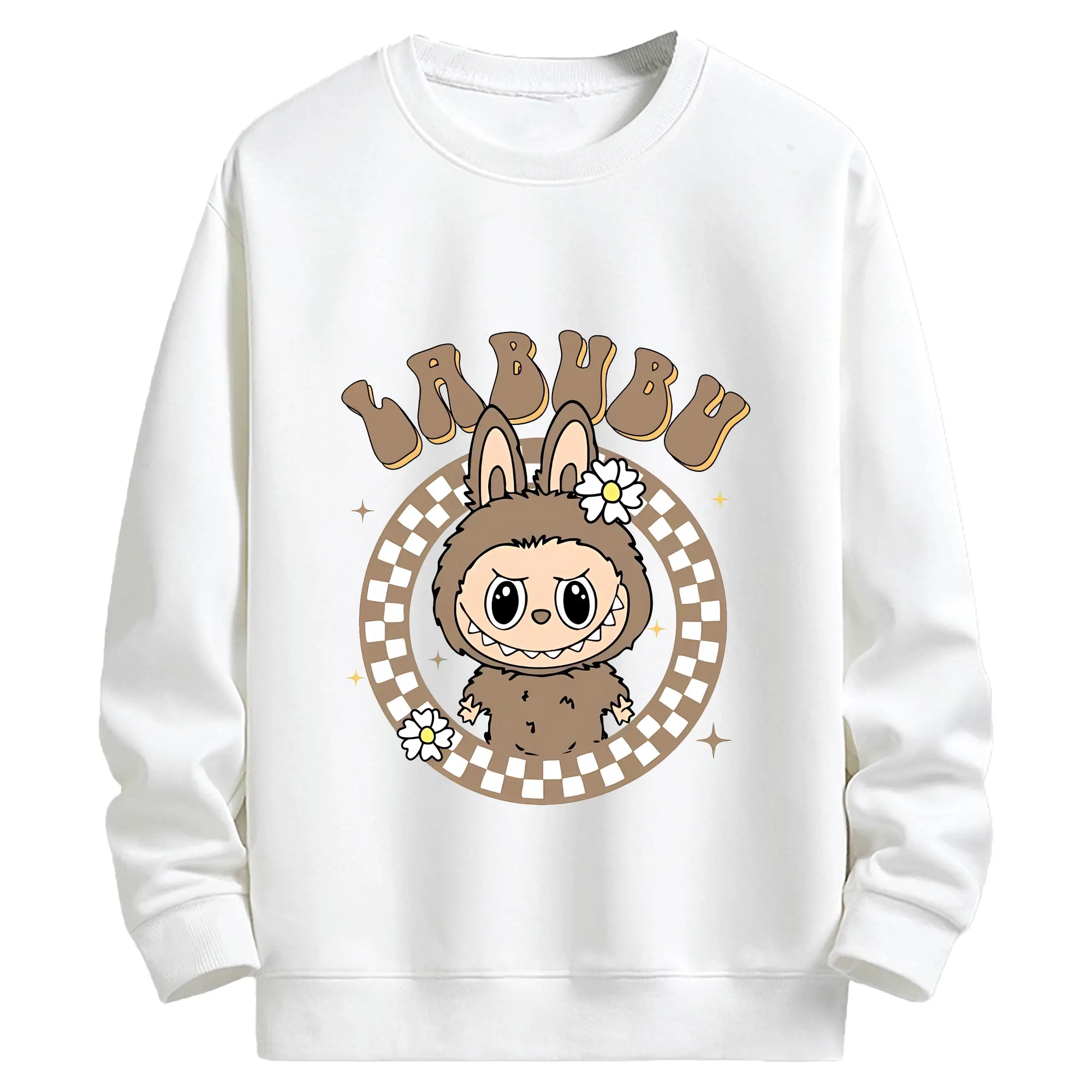 ラブブ グッズ ラブブ - キッズ クルーネックスウェットシャツ ・ フロントプリント ・ 綿80％ ポリエステル20％ ・ 快適 通学 スポーツ 日常使い お散歩用