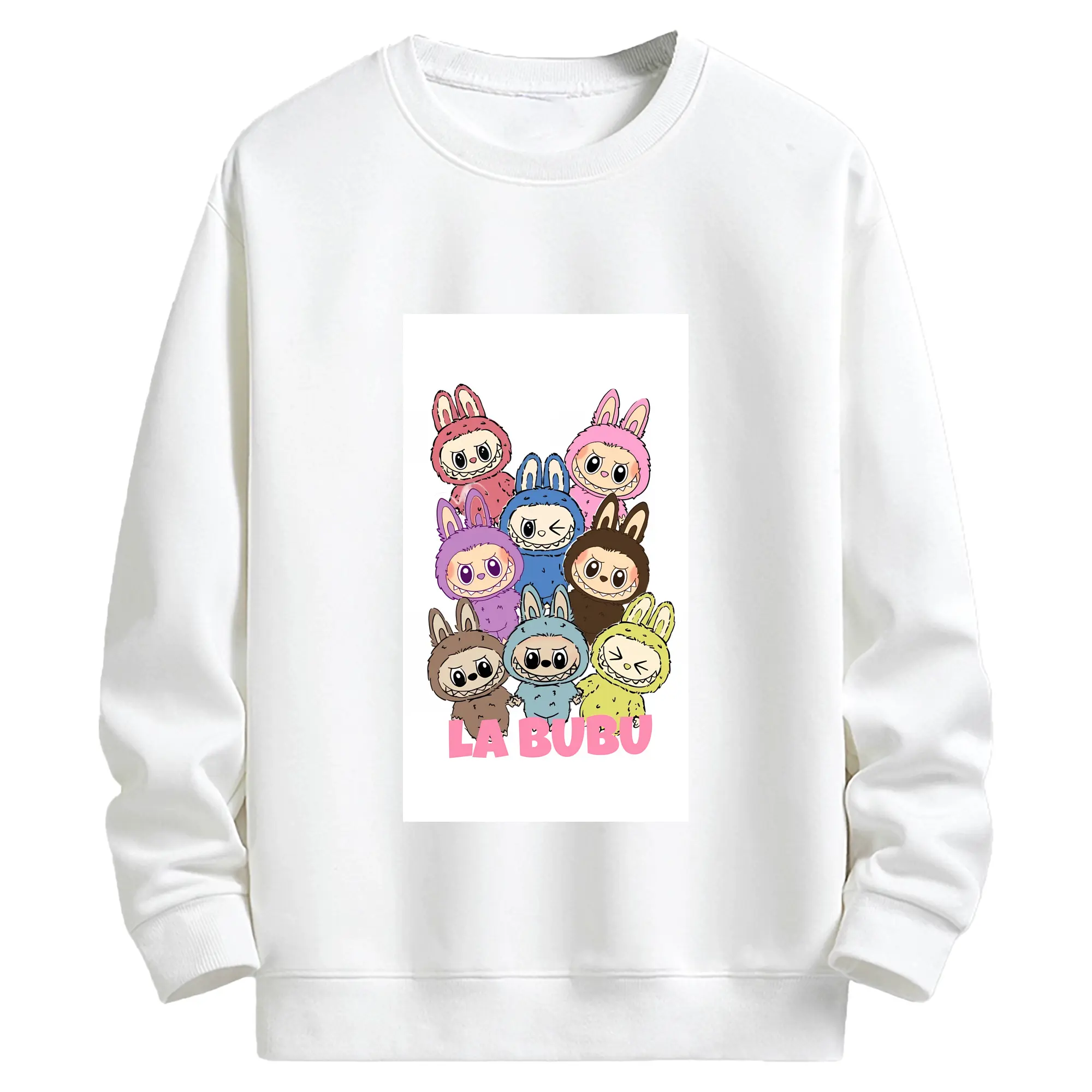 ラブブ グッズ ラブブ - キッズ クルーネックスウェットシャツ ・ フロントプリント ・ 綿80％ ポリエステル20％ ・ 快適 通学 スポーツ 日常使い お散歩用