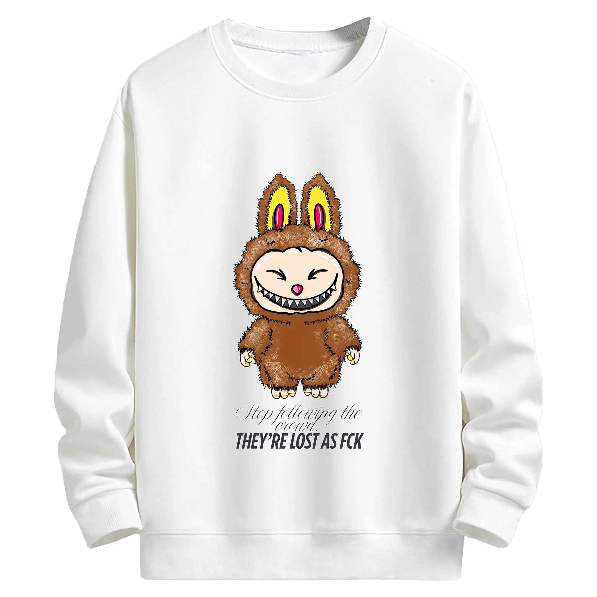 ラブブ グッズ ラブブ - キッズ クルーネックスウェットシャツ ・ フロントプリント ・ 綿80％ ポリエステル20％ ・ 快適 通学 スポーツ 日常使い お散歩用