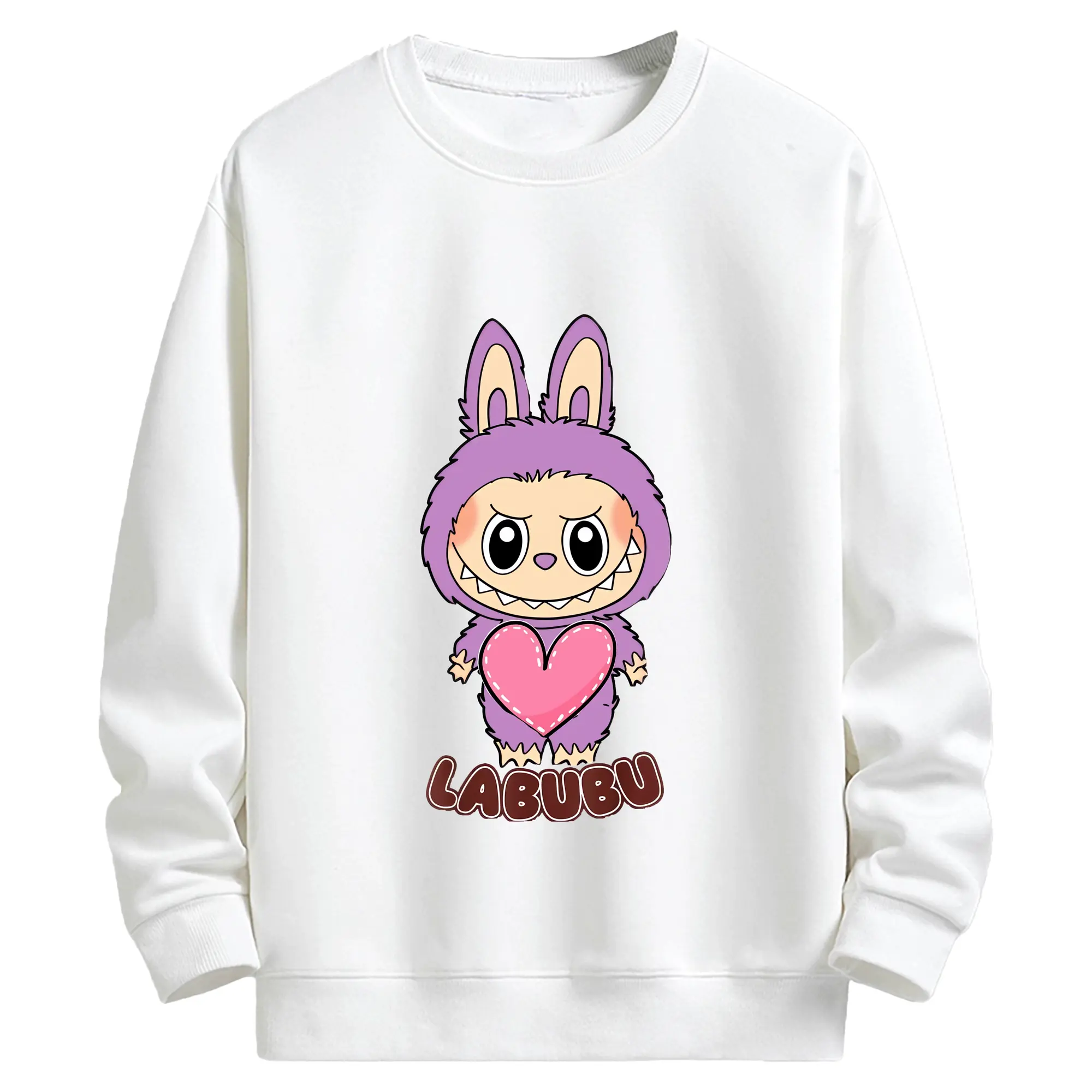 ラブブ グッズ ラブブ - キッズ クルーネックスウェットシャツ ・ フロントプリント ・ 綿80％ ポリエステル20％ ・ 快適 通学 スポーツ 日常使い お散歩用