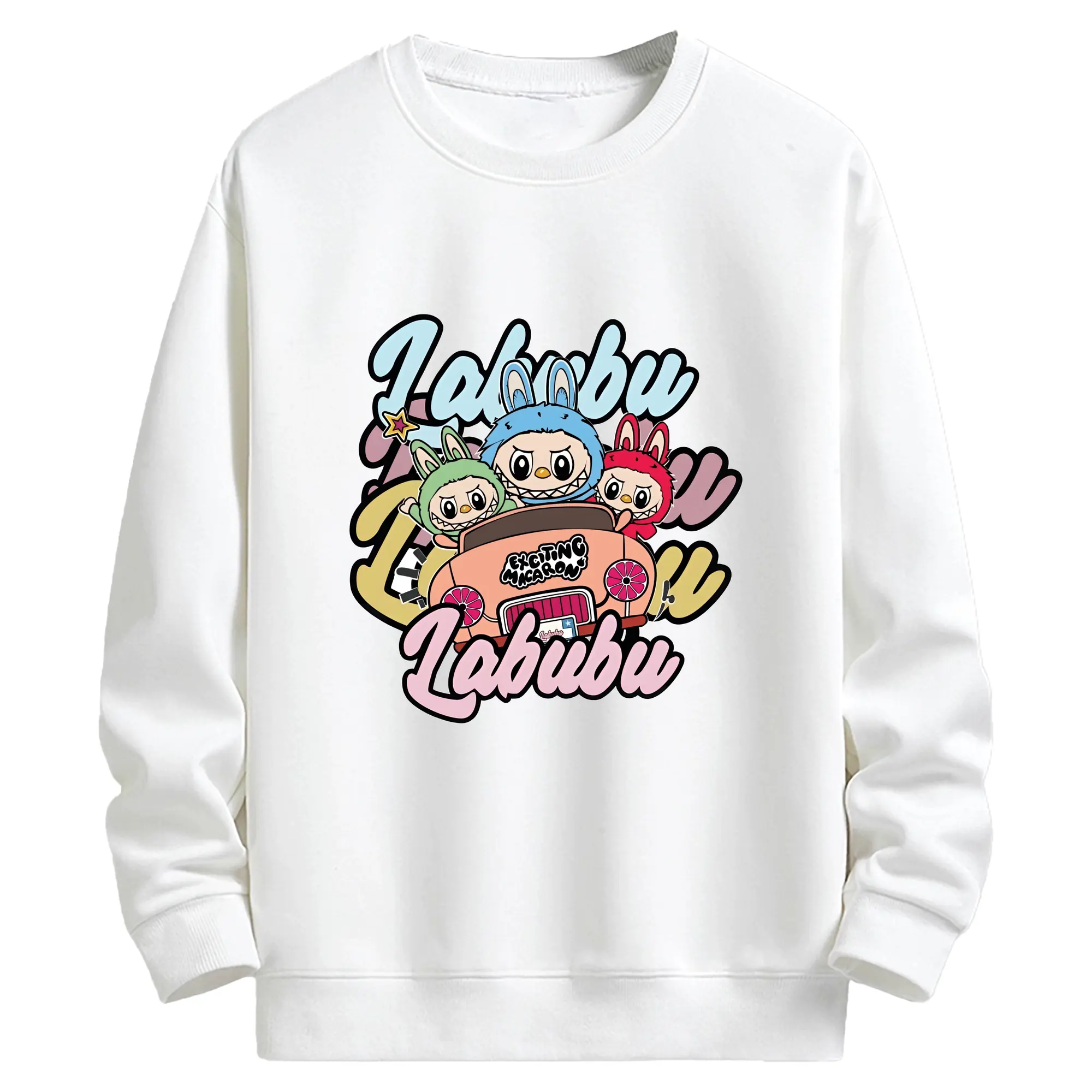 ラブブ グッズ ラブブ - キッズ クルーネックスウェットシャツ ・ フロントプリント ・ 綿80％ ポリエステル20％ ・ 快適 通学 スポーツ 日常使い お散歩用