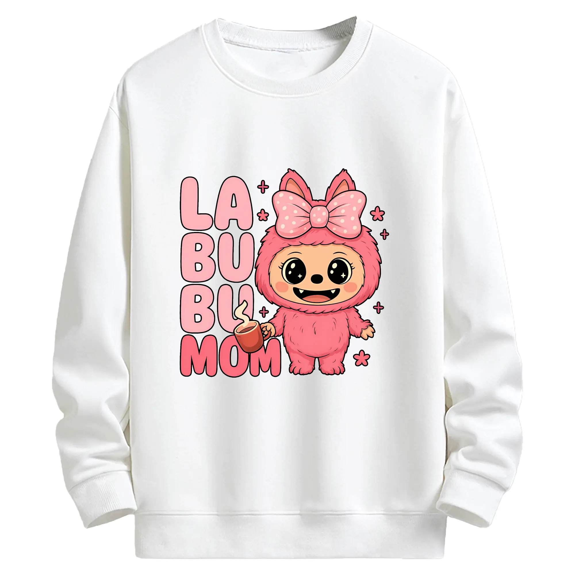 ラブブ グッズ ラブブ - キッズ クルーネックスウェットシャツ ・ フロントプリント ・ 綿80％ ポリエステル20％ ・ 快適 通学 スポーツ 日常使い お散歩用