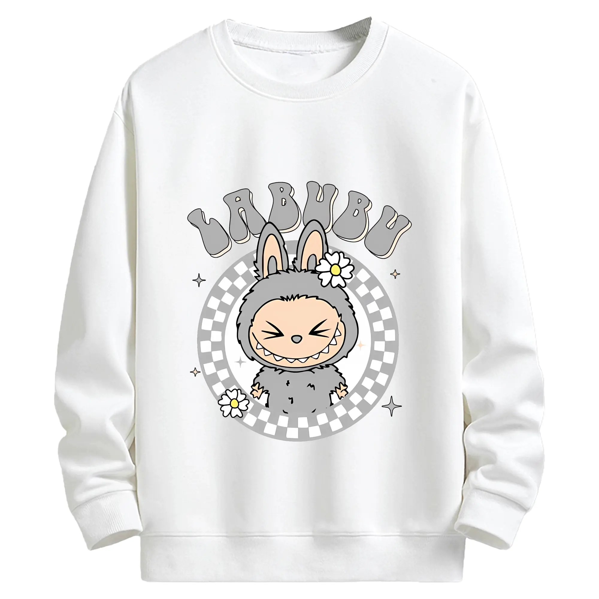 ラブブ グッズ ラブブ - キッズ クルーネックスウェットシャツ ・ フロントプリント ・ 綿80％ ポリエステル20％ ・ 快適 通学 スポーツ 日常使い お散歩用