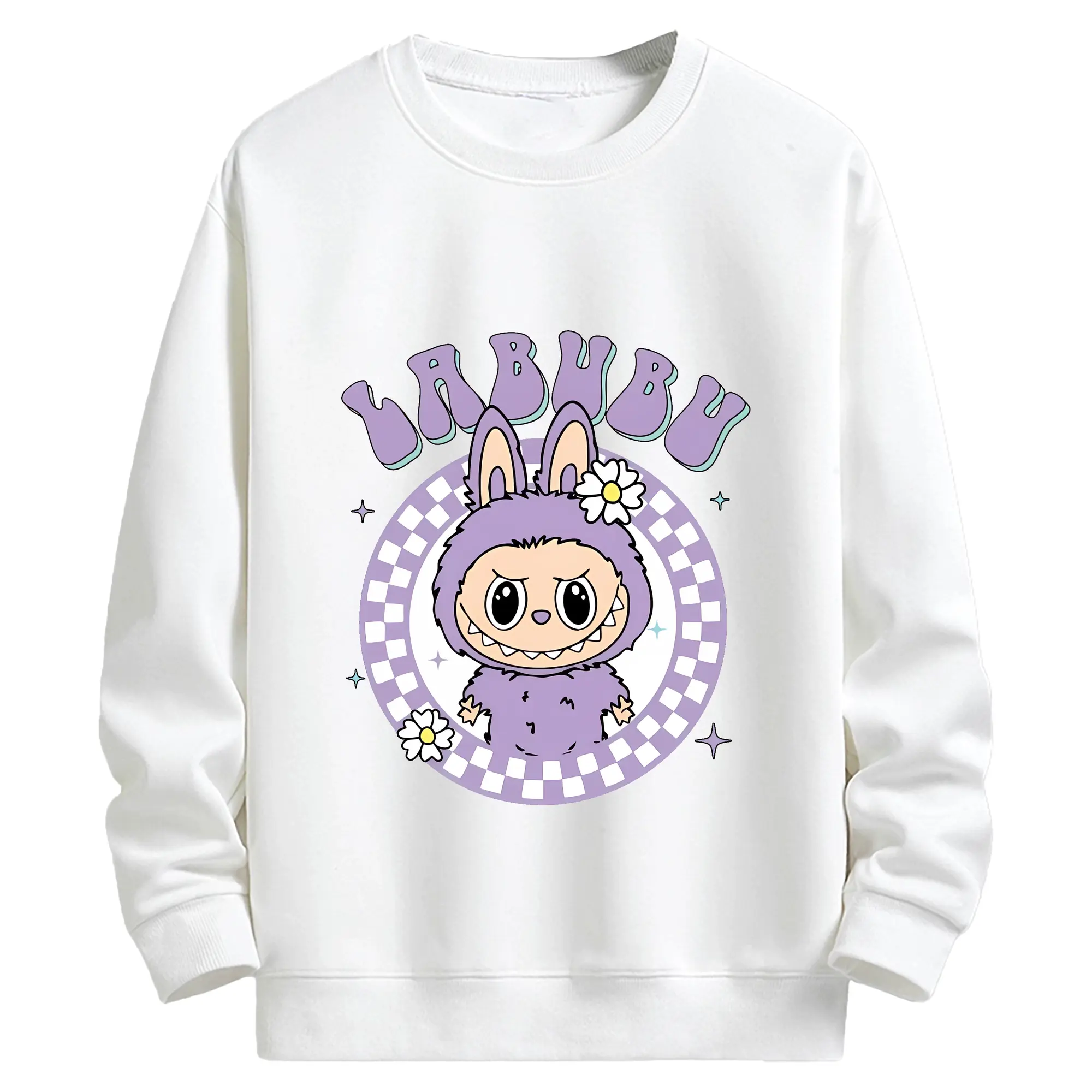 ラブブ グッズ ラブブ - キッズ クルーネックスウェットシャツ ・ フロントプリント ・ 綿80％ ポリエステル20％ ・ 快適 通学 スポーツ 日常使い お散歩用