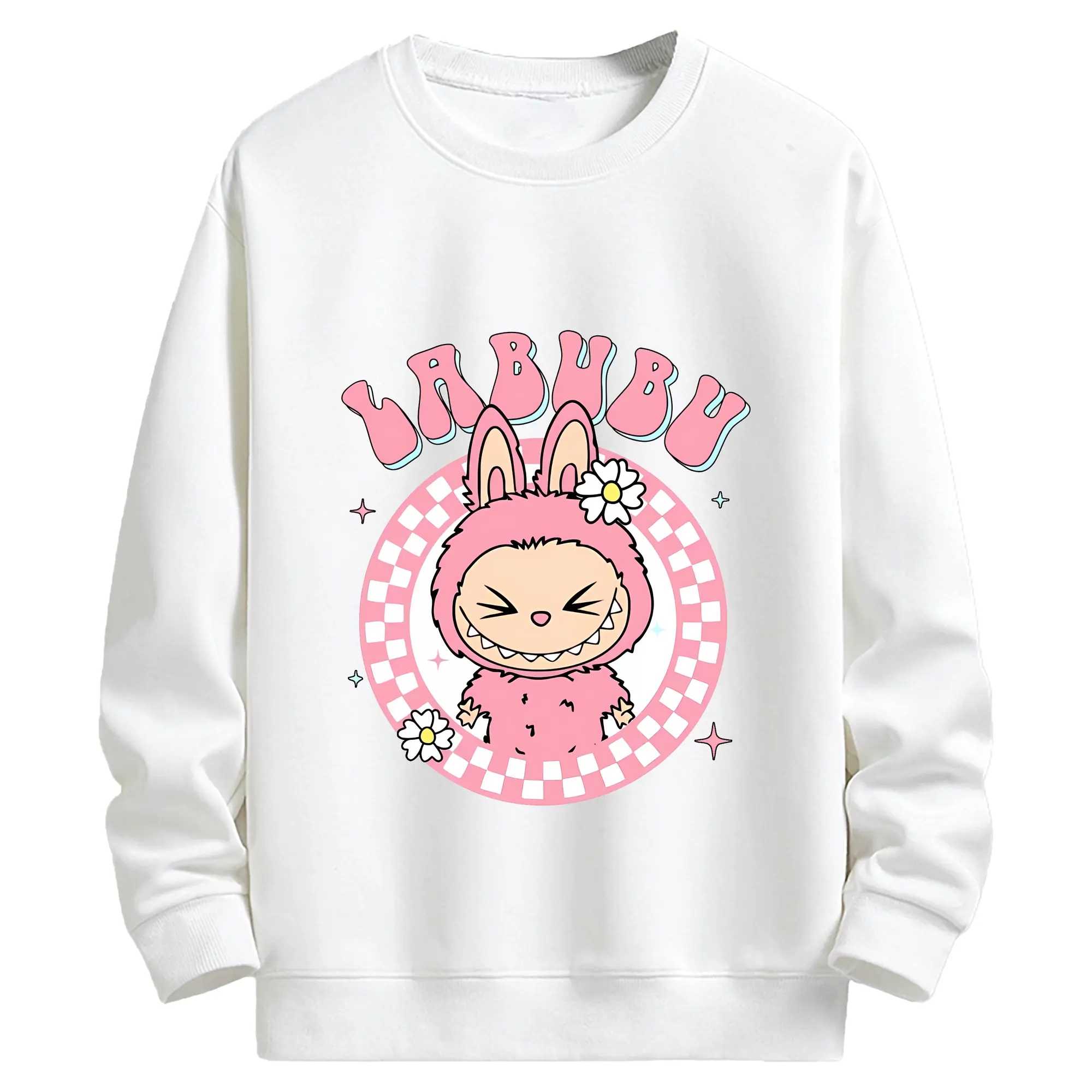 ラブブ グッズ ラブブ - キッズ クルーネックスウェットシャツ ・ フロントプリント ・ 綿80％ ポリエステル20％ ・ 快適 通学 スポーツ 日常使い お散歩用