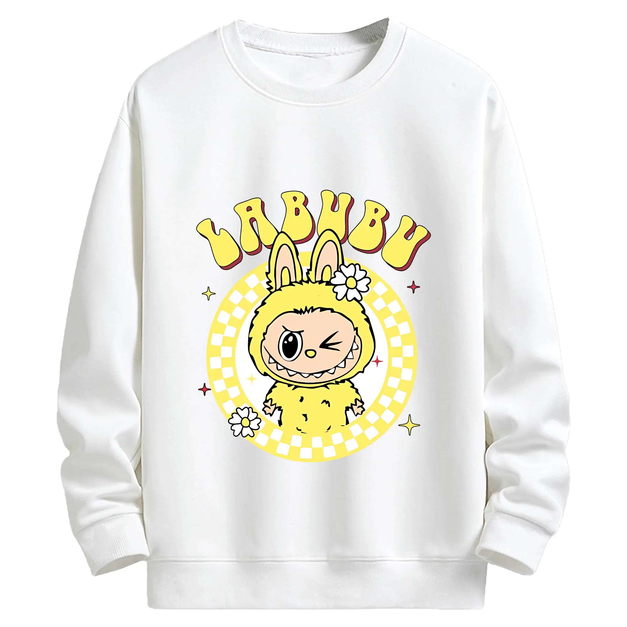 ラブブ グッズ ラブブ - キッズ クルーネックスウェットシャツ ・ フロントプリント ・ 綿80％ ポリエステル20％ ・ 快適 通学 スポーツ 日常使い お散歩用