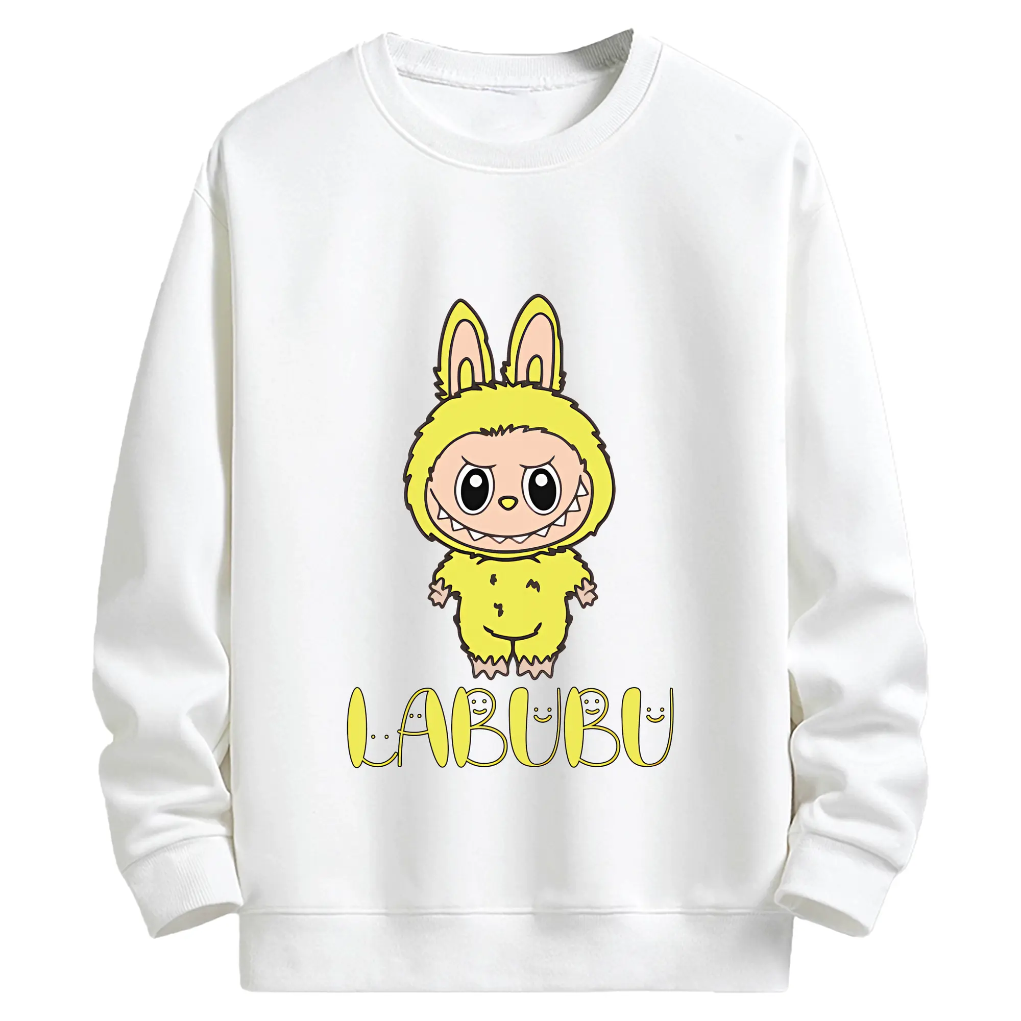 ラブブ グッズ ラブブ - キッズ クルーネックスウェットシャツ ・ フロントプリント ・ 綿80％ ポリエステル20％ ・ 快適 通学 スポーツ 日常使い お散歩用