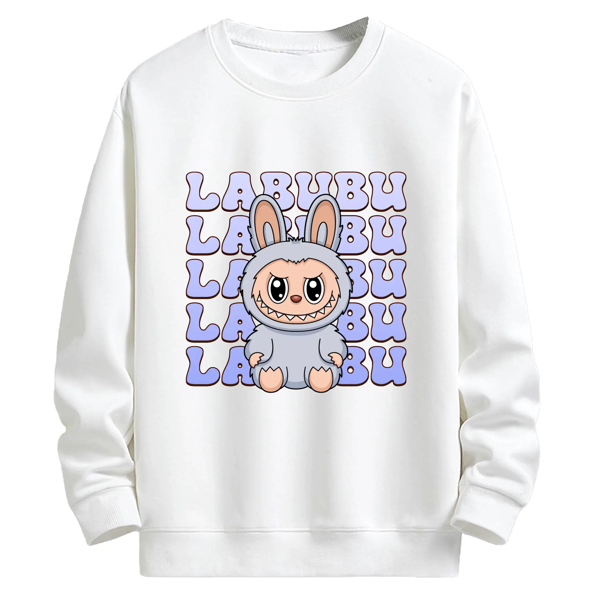 ラブブ グッズ ラブブ - キッズ クルーネックスウェットシャツ ・ フロントプリント ・ 綿80％ ポリエステル20％ ・ 快適 通学 スポーツ 日常使い お散歩用