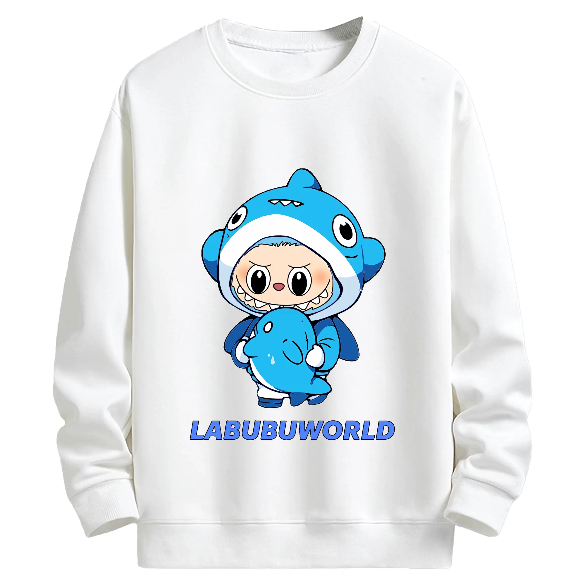 ラブブ グッズ ラブブ - キッズ クルーネックスウェットシャツ ・ フロントプリント ・ 綿80％ ポリエステル20％ ・ 快適 通学 スポーツ 日常使い お散歩用