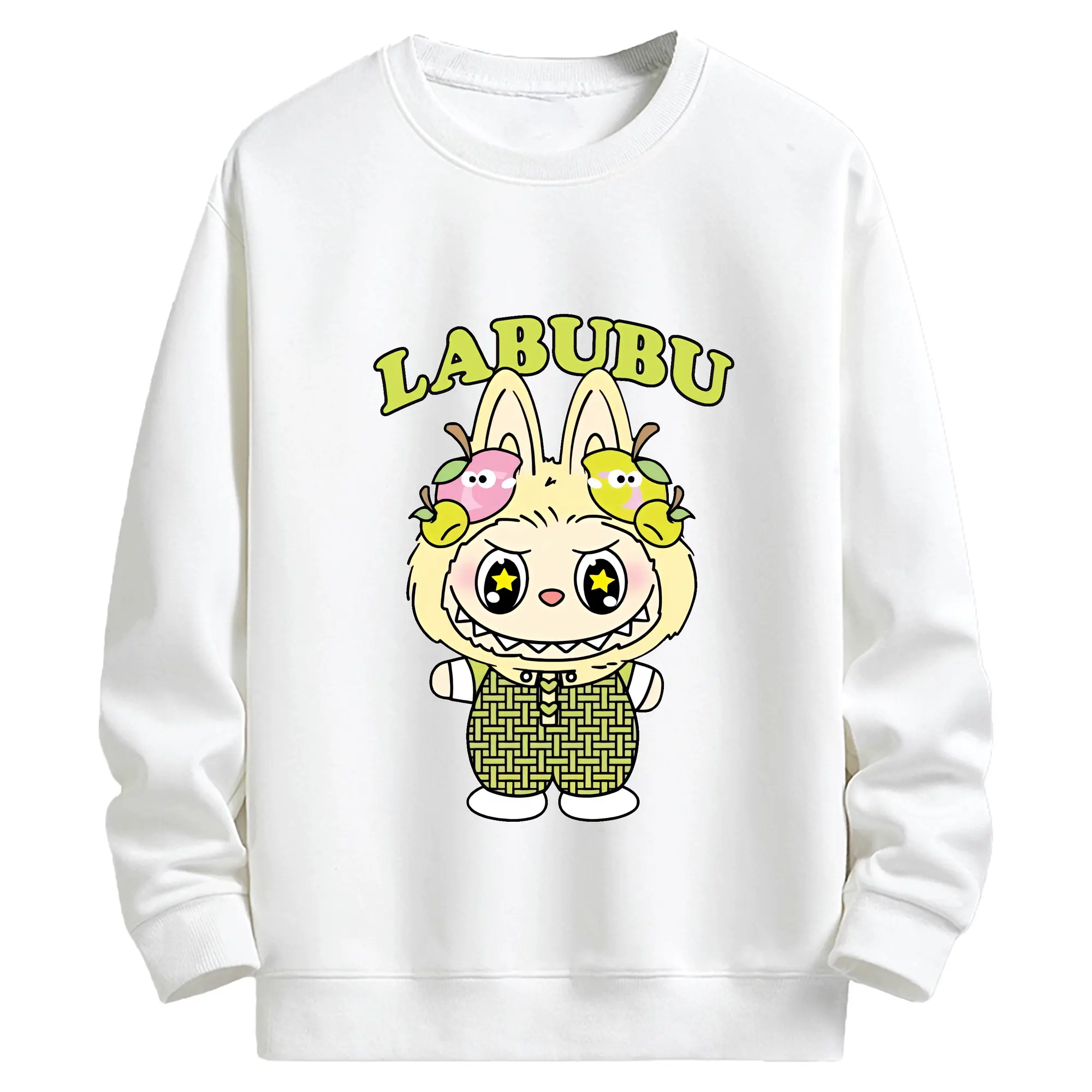 ラブブ グッズ ラブブ - キッズ クルーネックスウェットシャツ ・ フロントプリント ・ 綿80％ ポリエステル20％ ・ 快適 通学 スポーツ 日常使い お散歩用