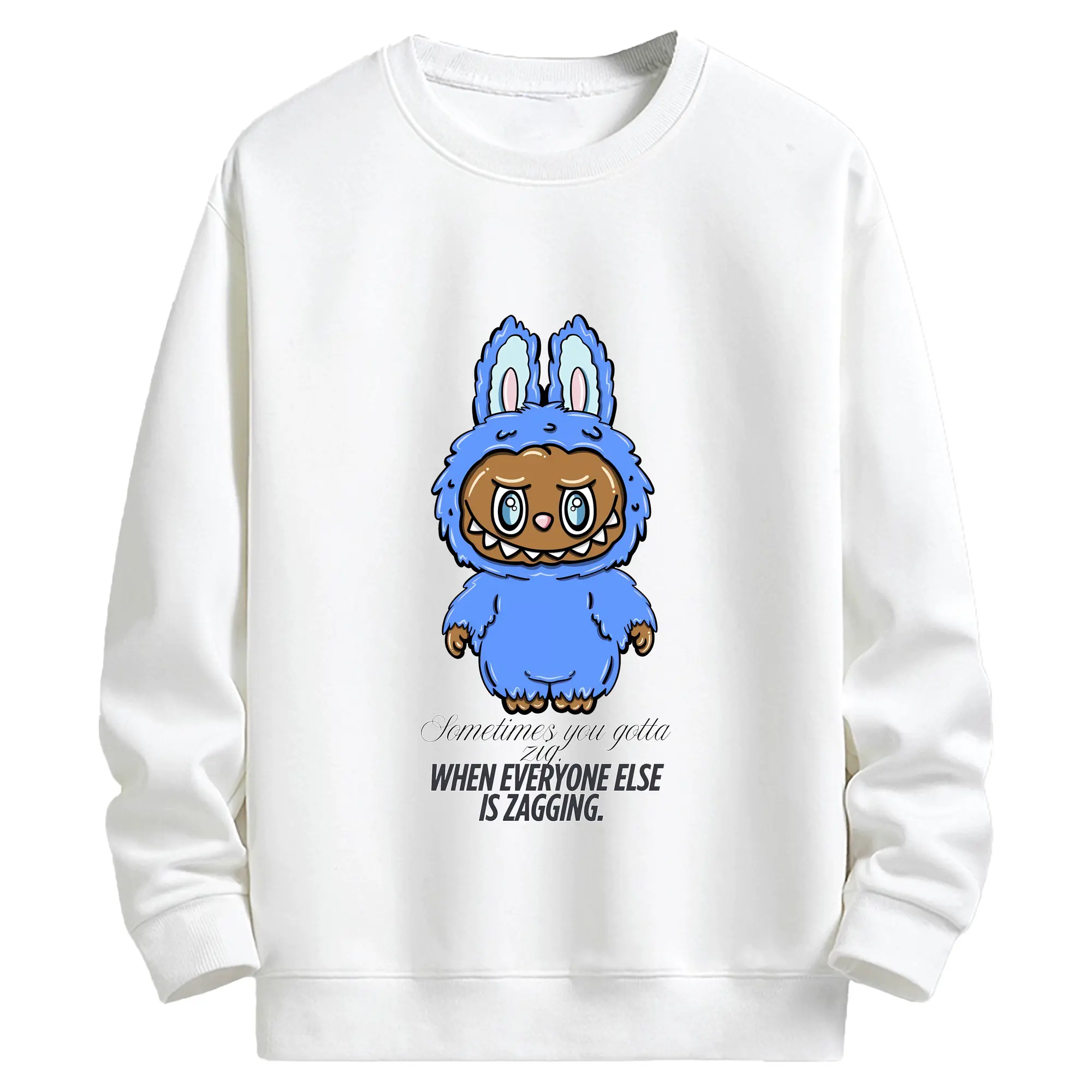 ラブブ グッズ ラブブ - キッズ クルーネックスウェットシャツ ・ フロントプリント ・ 綿80％ ポリエステル20％ ・ 快適 通学 スポーツ 日常使い お散歩用