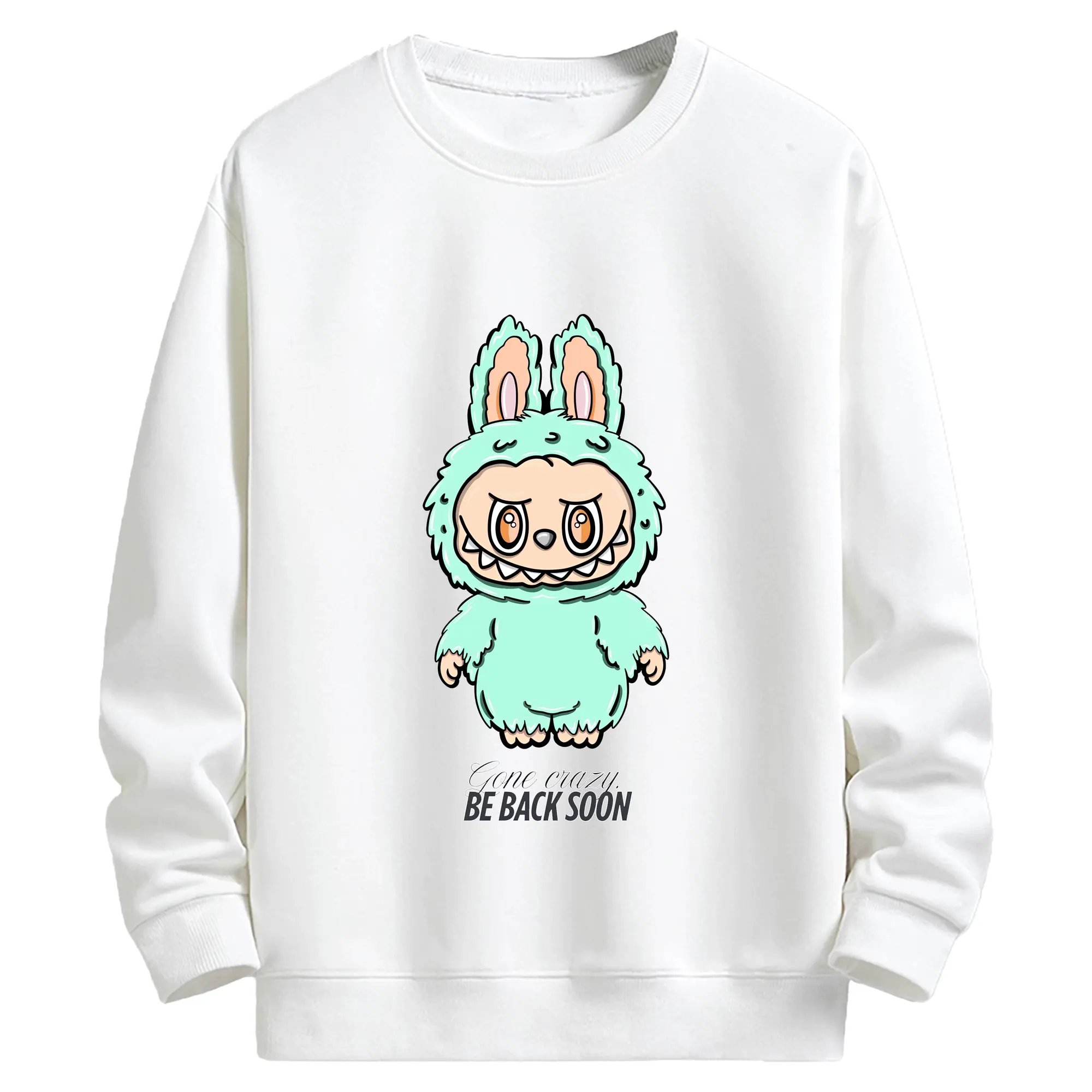 ラブブ グッズ ラブブ - キッズ クルーネックスウェットシャツ ・ フロントプリント ・ 綿80％ ポリエステル20％ ・ 快適 通学 スポーツ 日常使い お散歩用