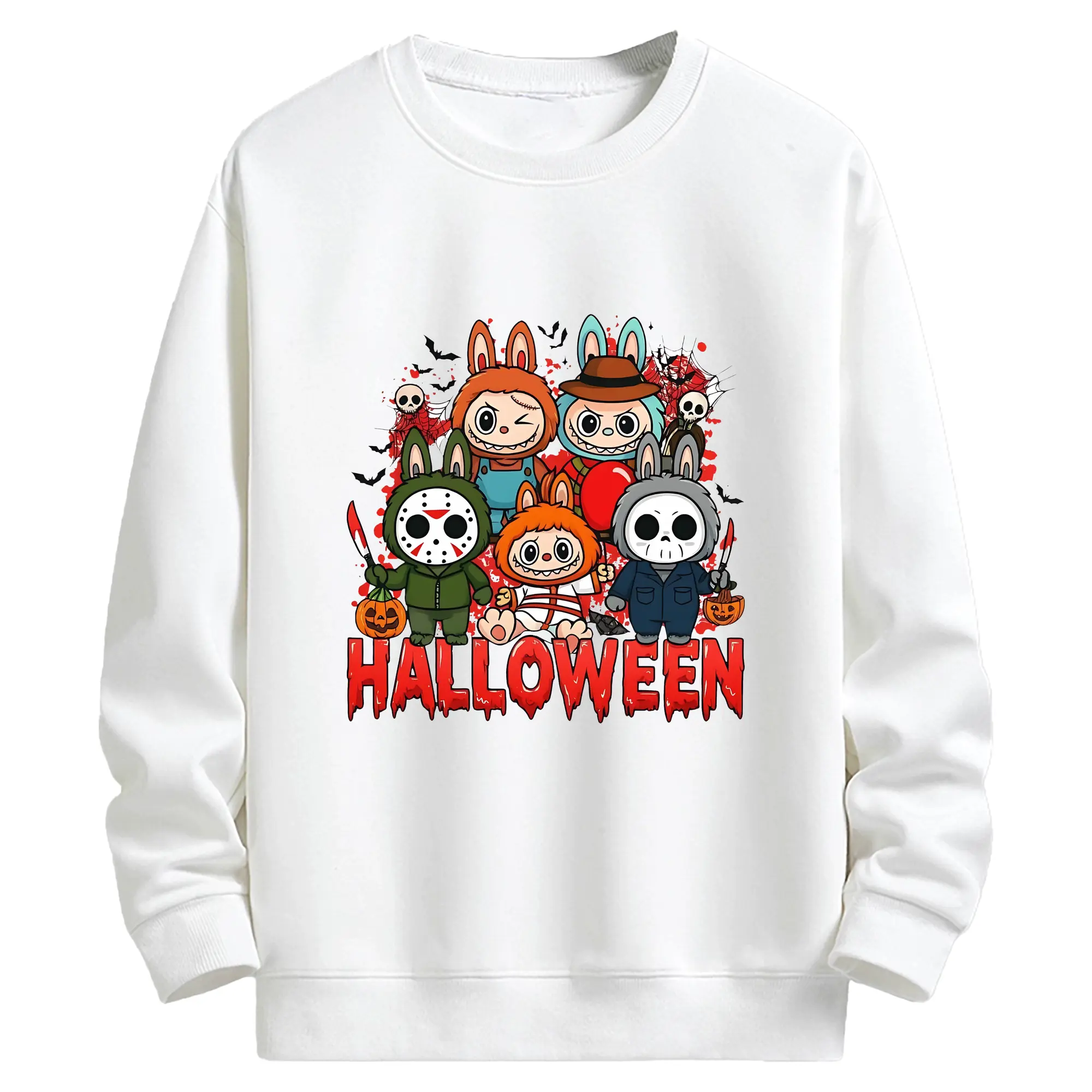 ラブブ グッズ ラブブ - キッズ クルーネックスウェットシャツ ・ フロントプリント ・ 綿80％ ポリエステル20％ ・ 快適 通学 スポーツ 日常使い お散歩用